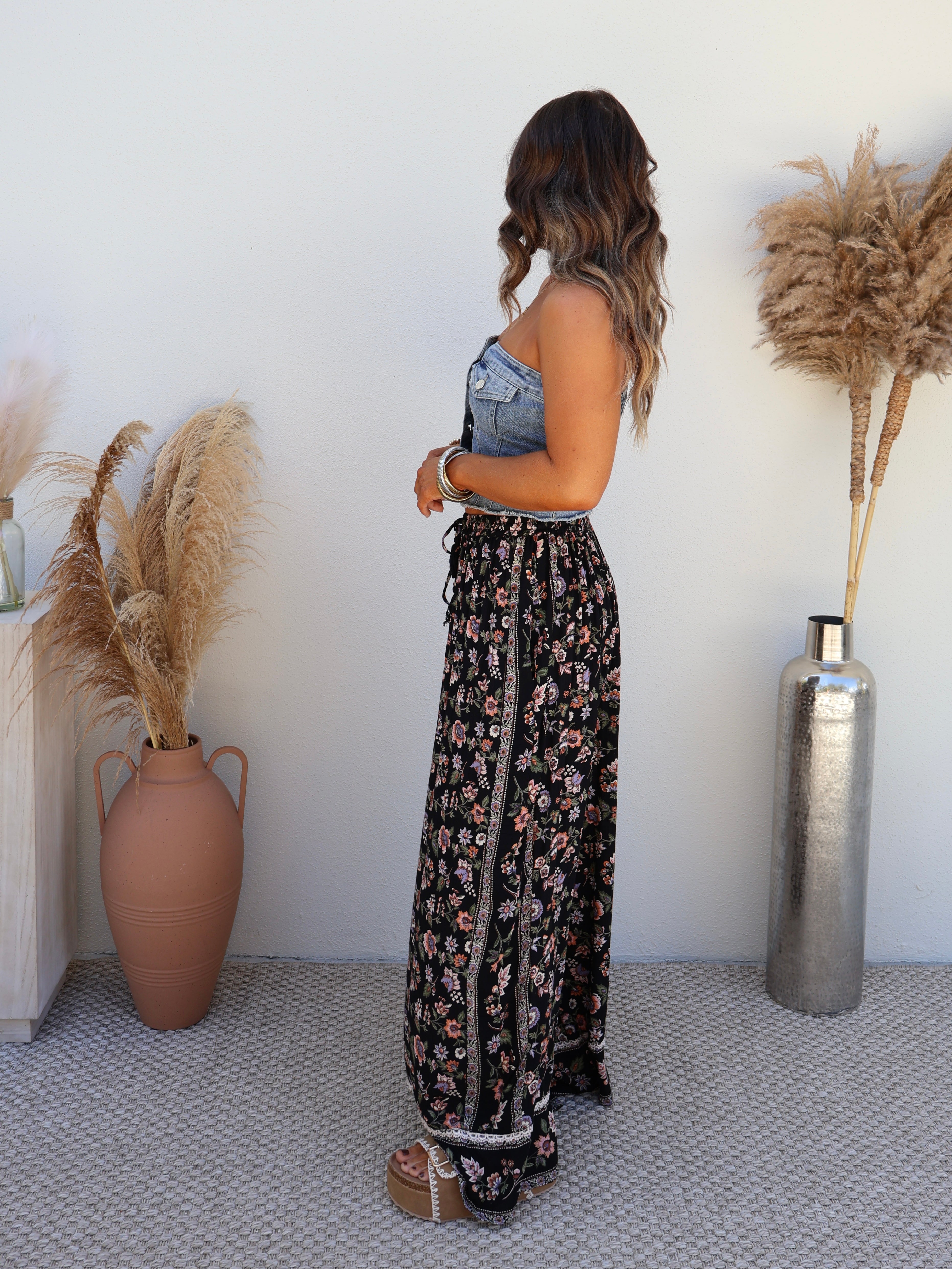 Throughout Time Boho Pants Black