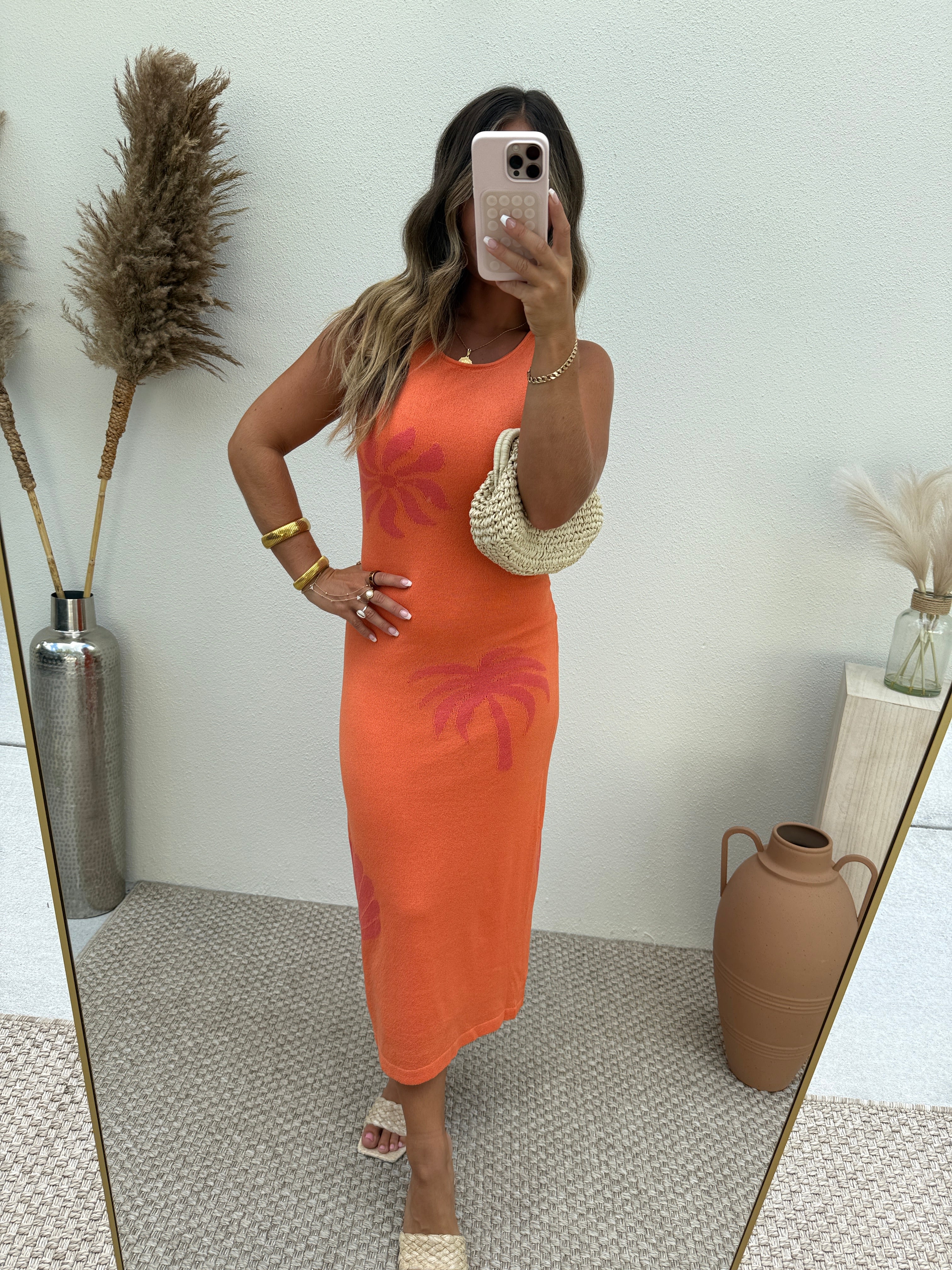 Tropical Sorbet Knit Midi Dress