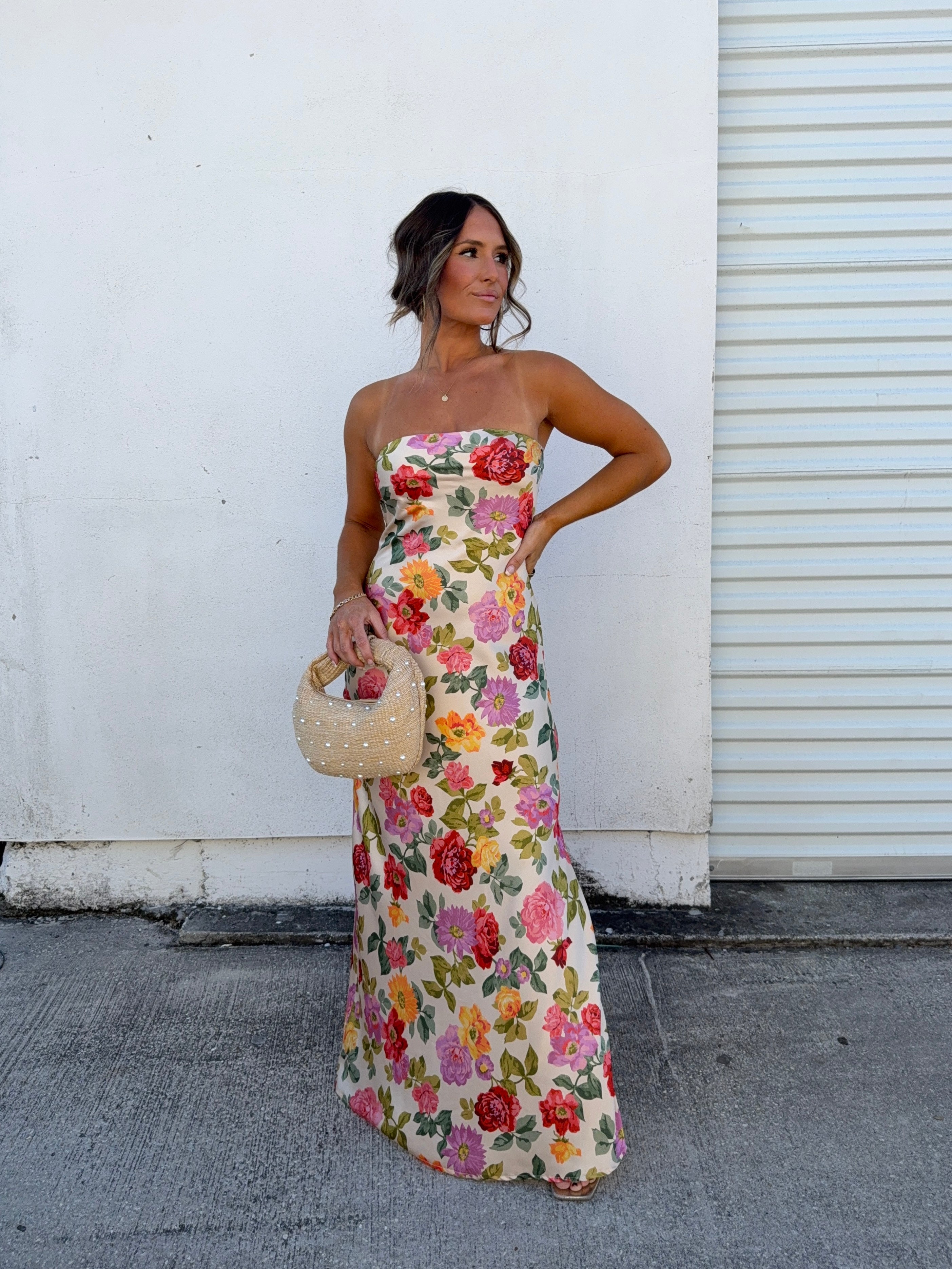 Hot Summer Nights Satin Maxi Dress Multi