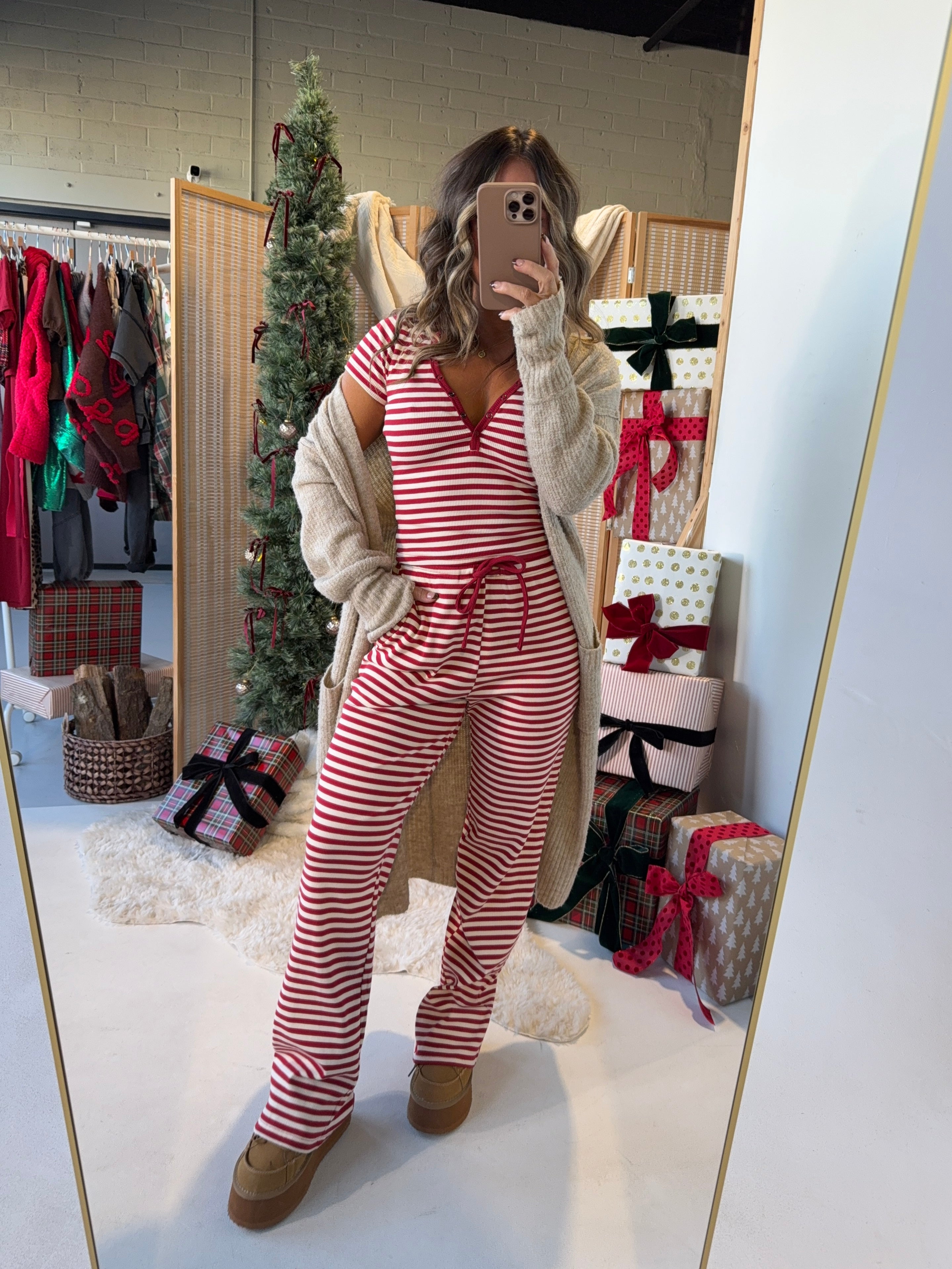 Cabin Fever Striped Lounge Set Ruby