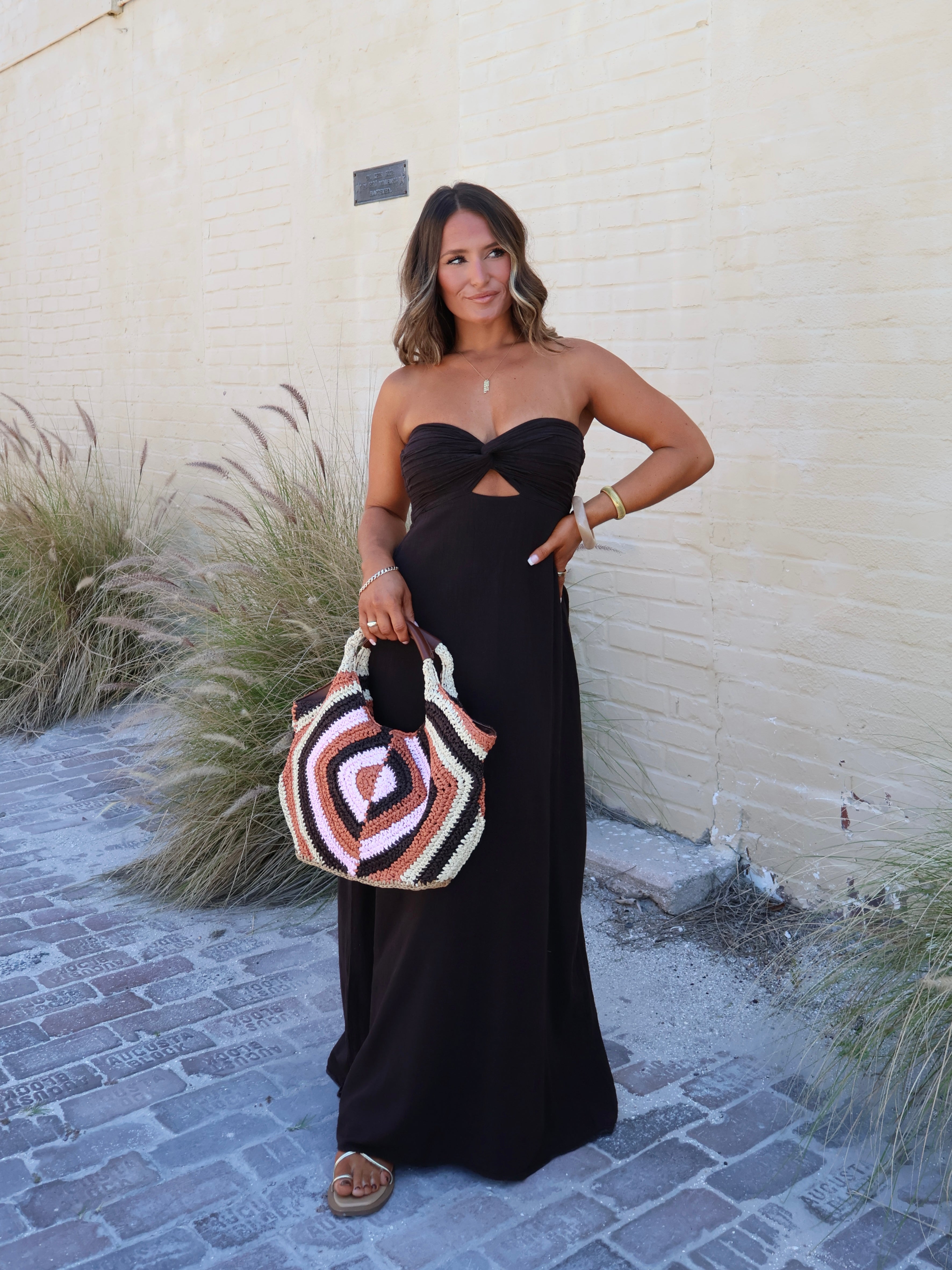 Eleanor Strapless Maxi Dress Espresso