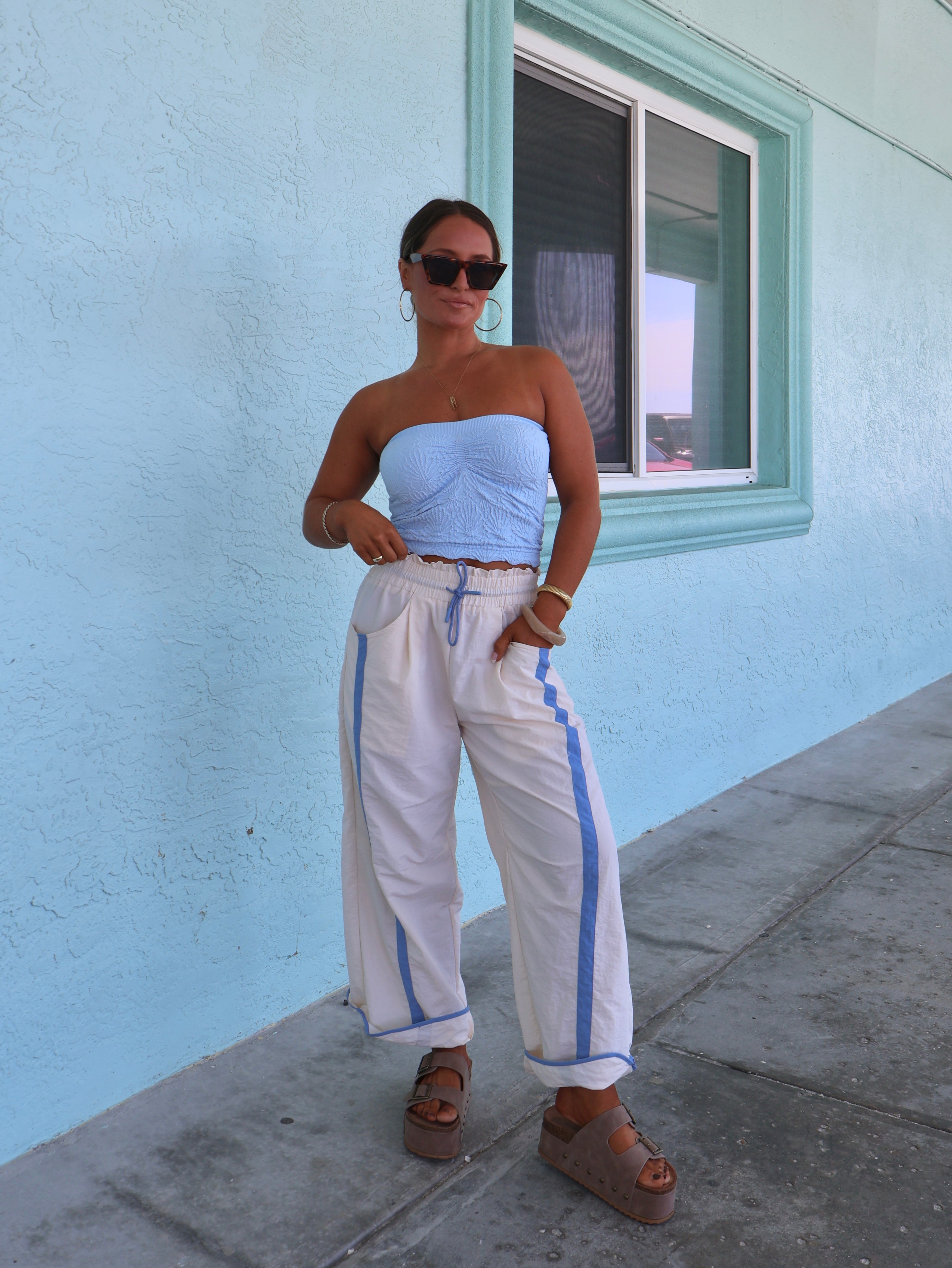 We The Free Parachute Pants Cream/Blue