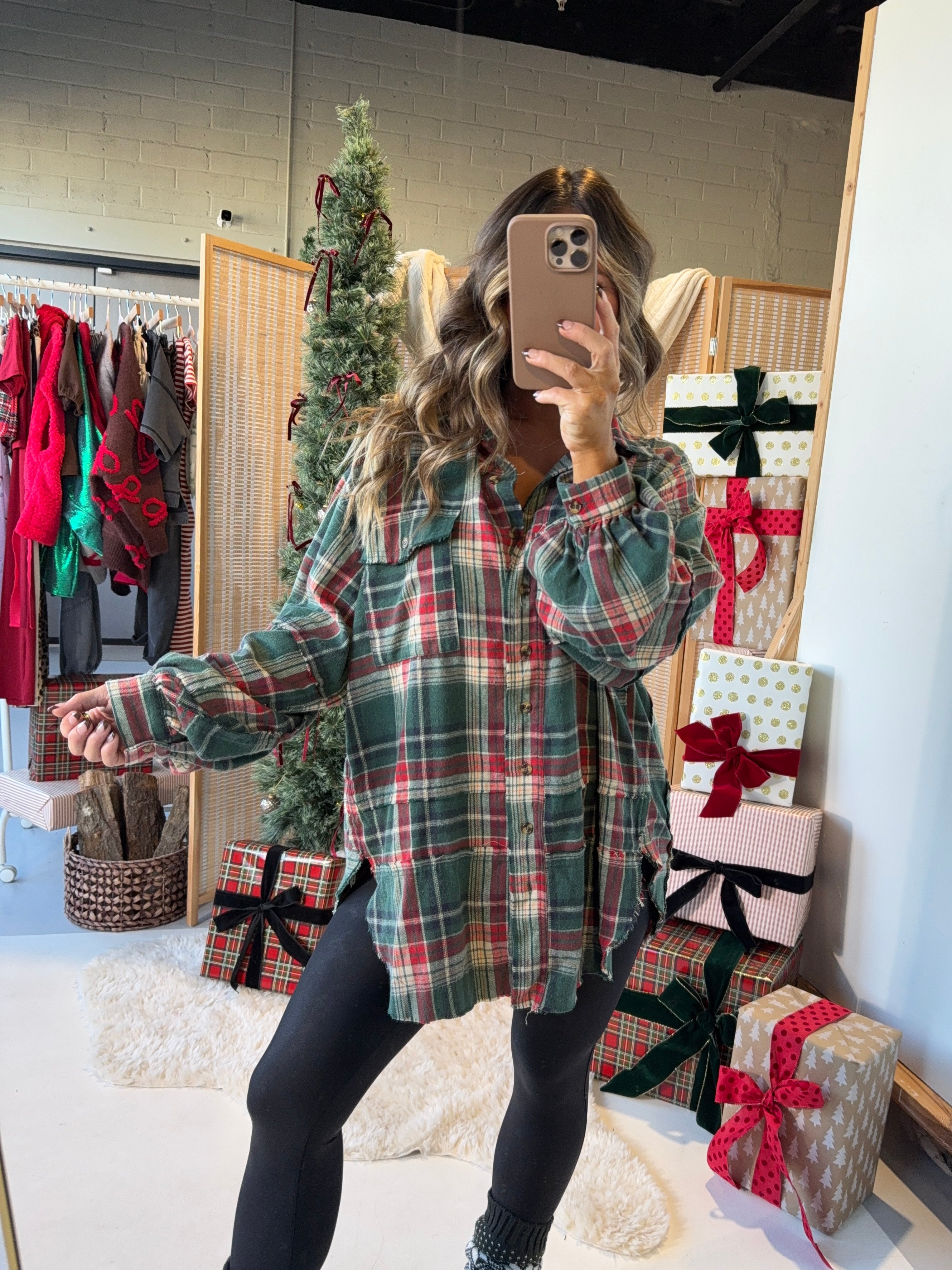 Christmas Morning Plaid Button Down Pine