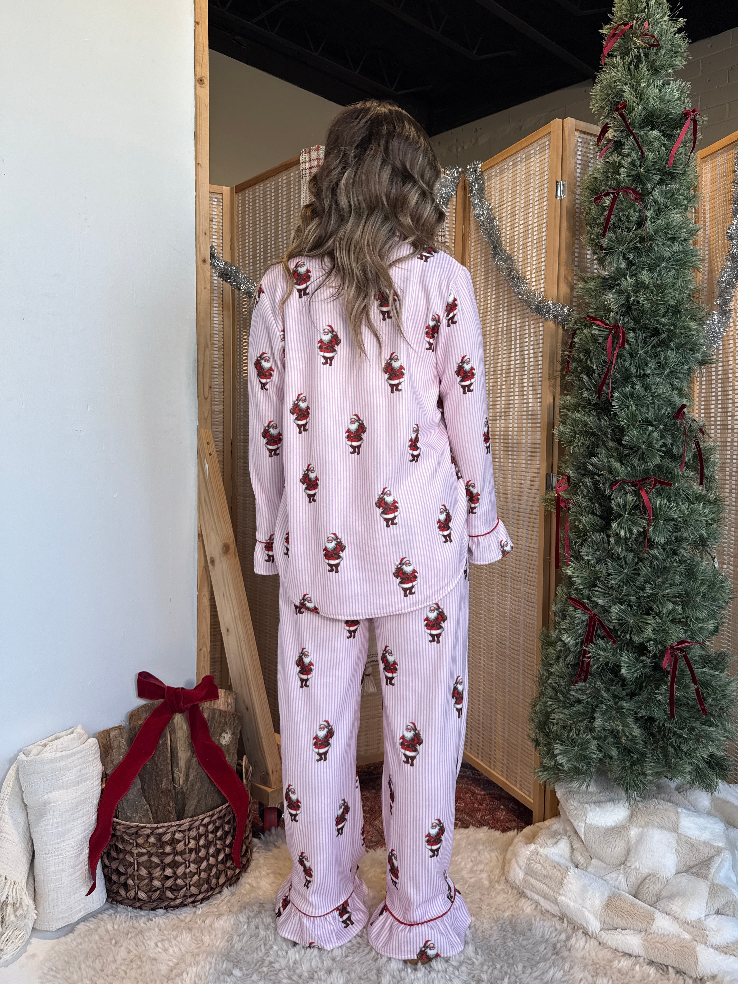 Santa's Coming to Town Pajama Set Pink