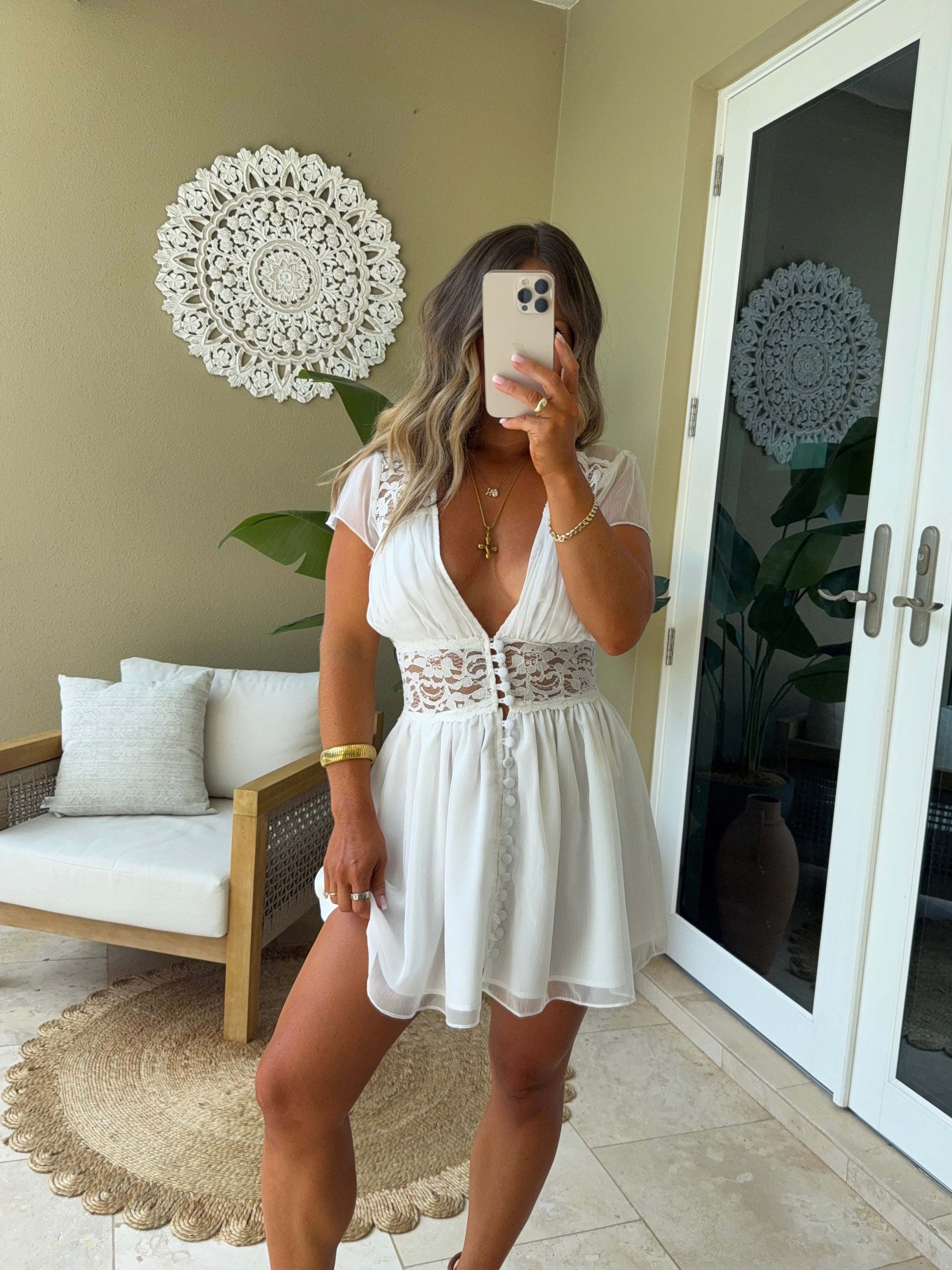 Champagne Toast Mini Dress White