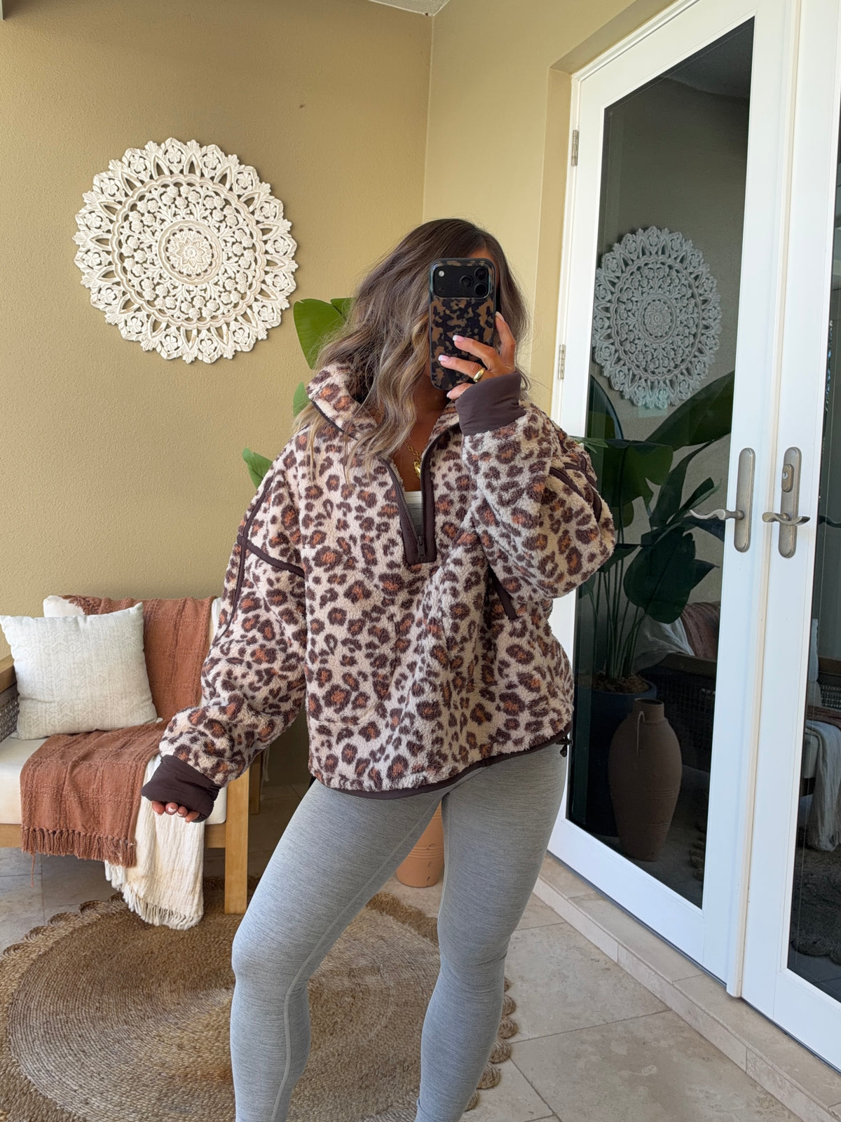 Calico Sherpa Pullover Cheetah