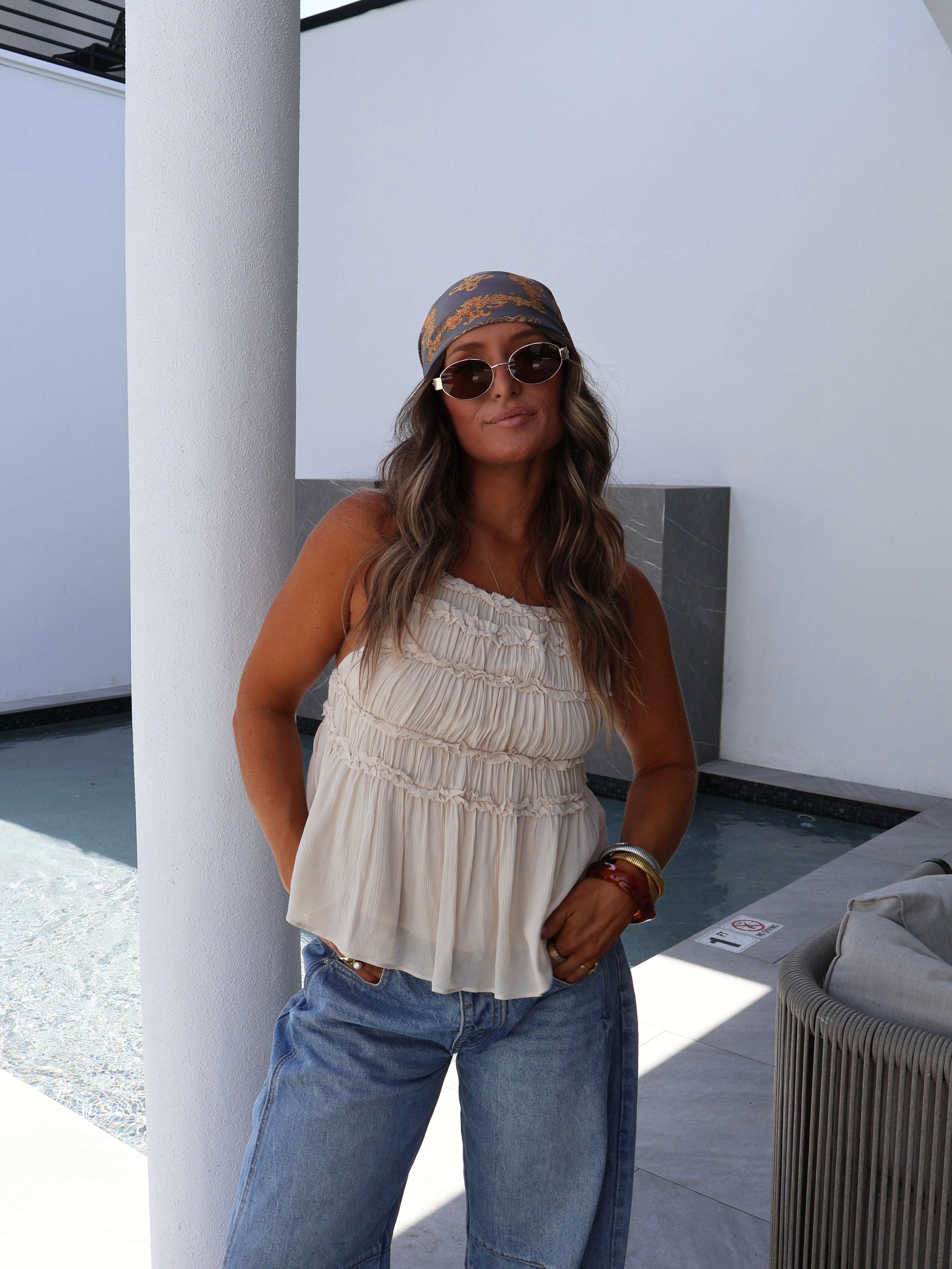 Wanderlust Boho Ruffle Top Natural
