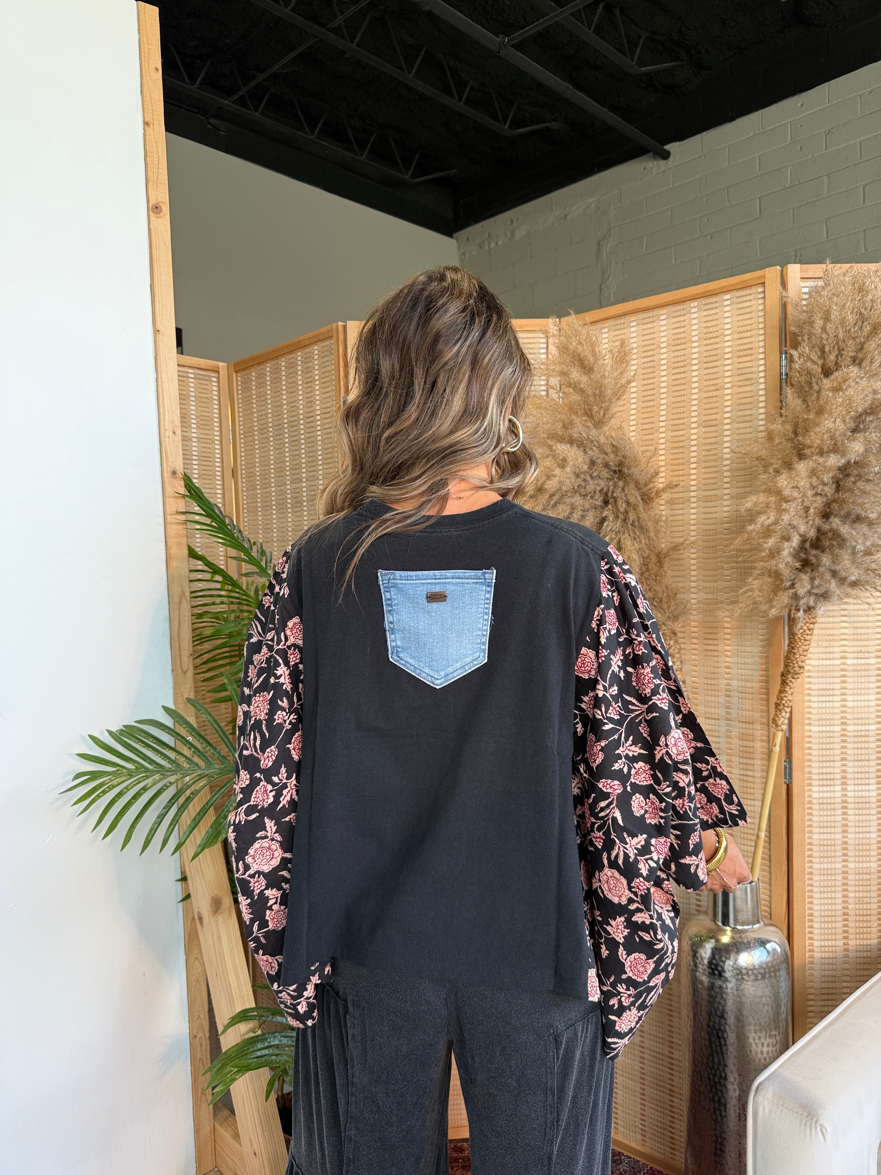 Johnny Cash Mix & Match Tee Black Floral