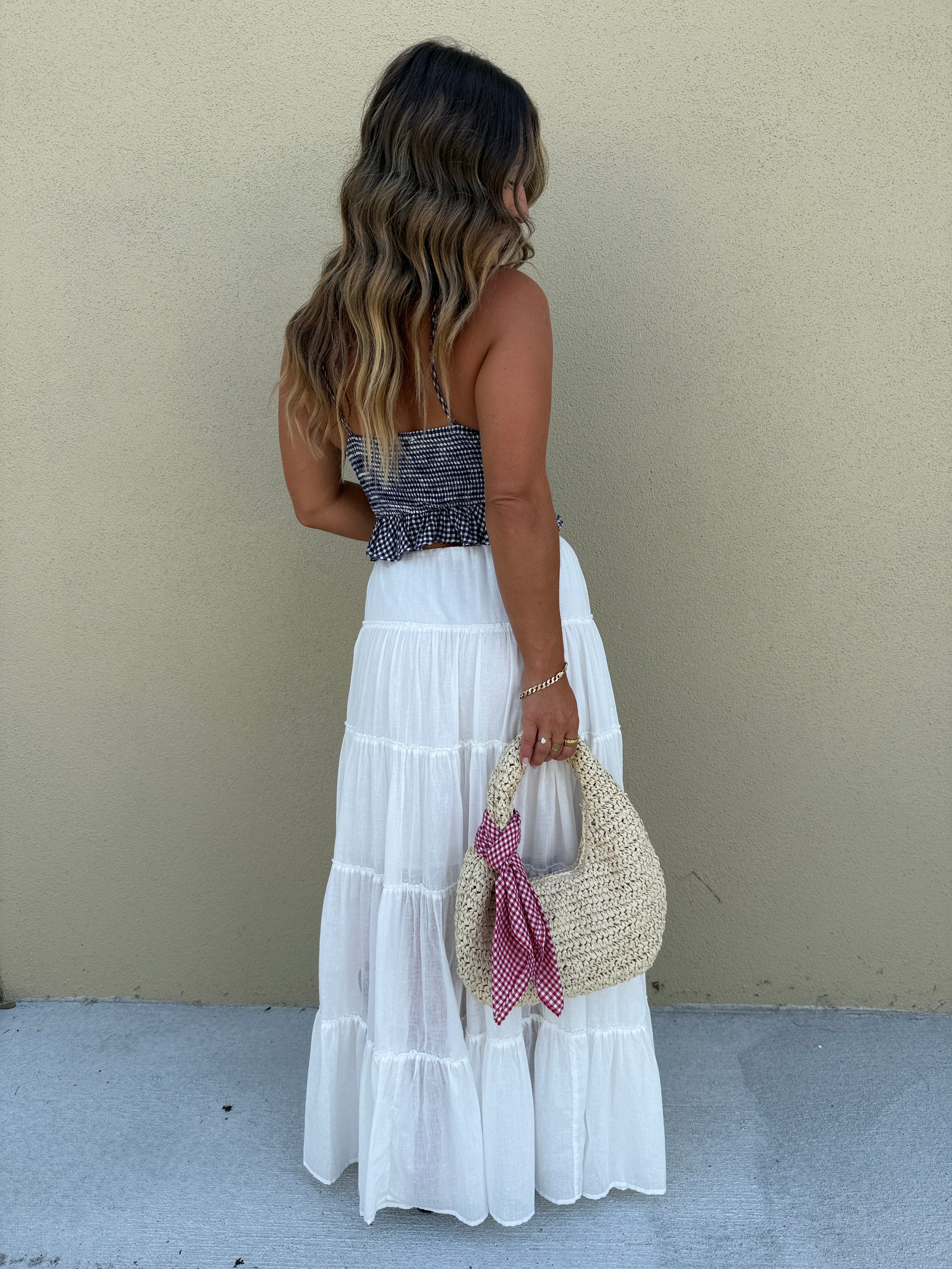 Land that I Love Tiered Maxi Skirt Off White