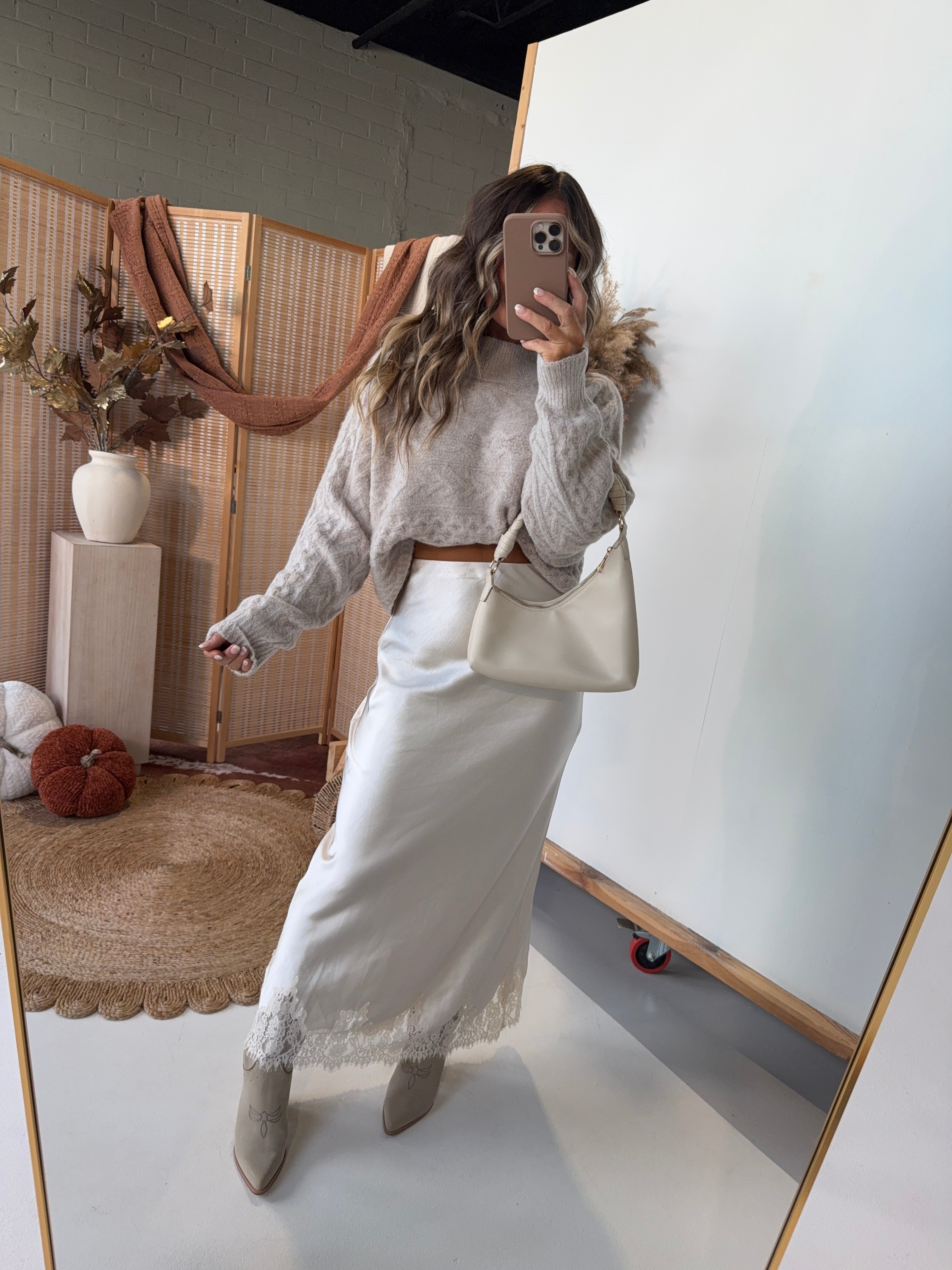 Night Sky Glow Maxi Skirt Champagne