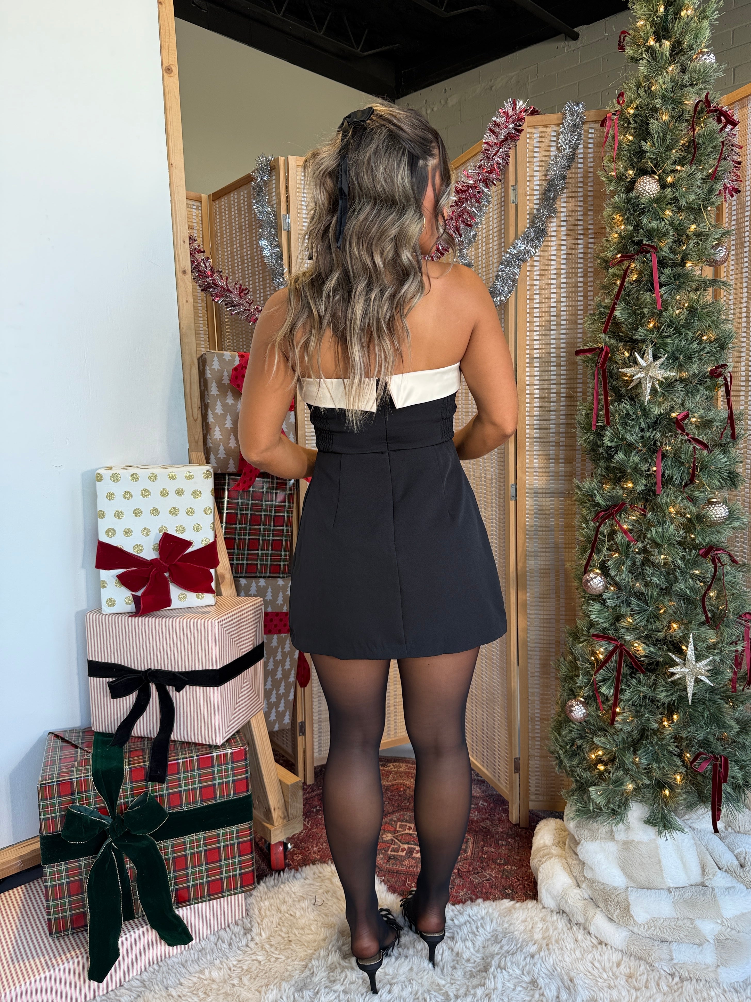 Under the Mistletoe Romper Dress Black