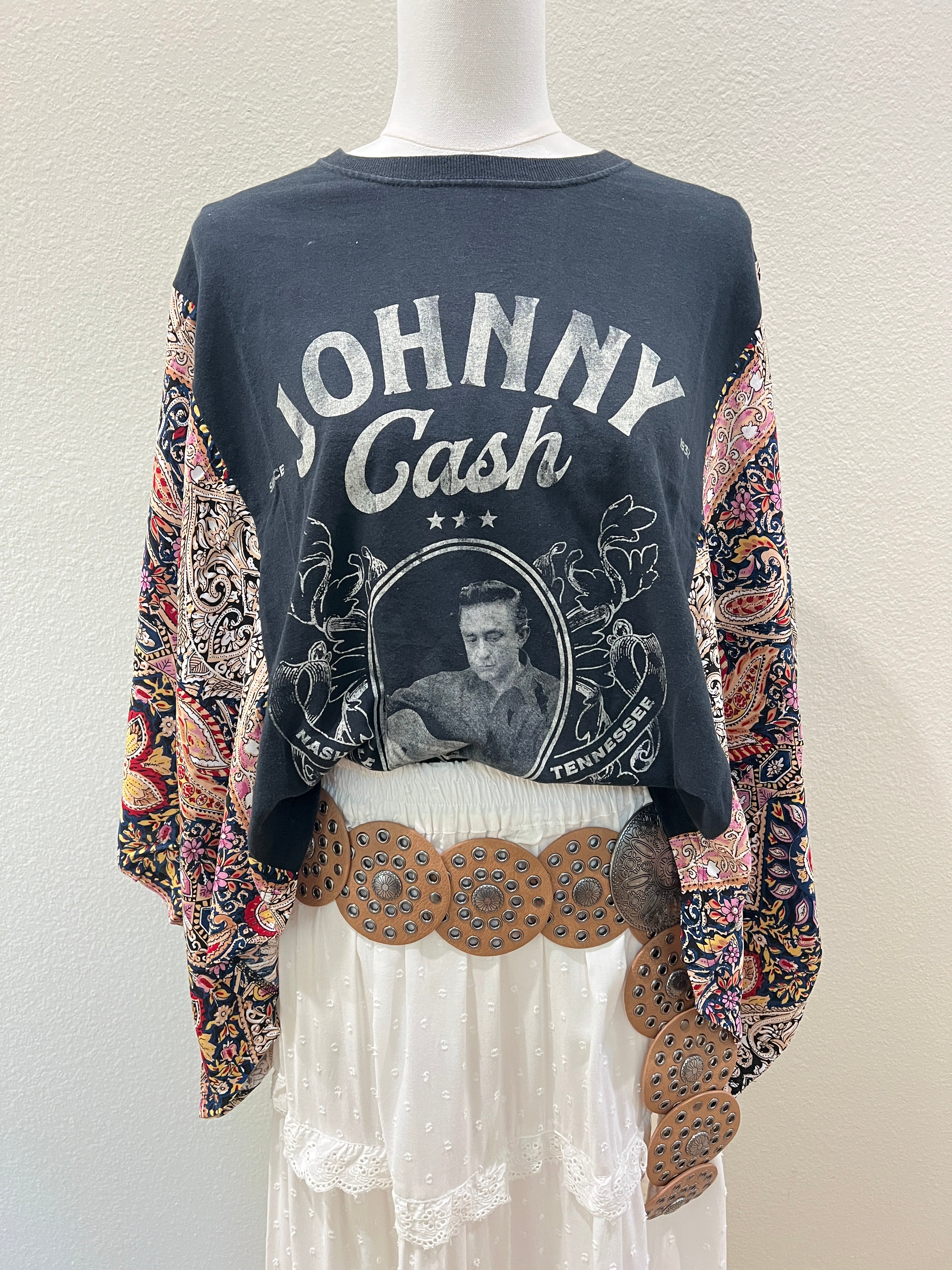 Johnny Cash Mix & Match Tee Black Floral