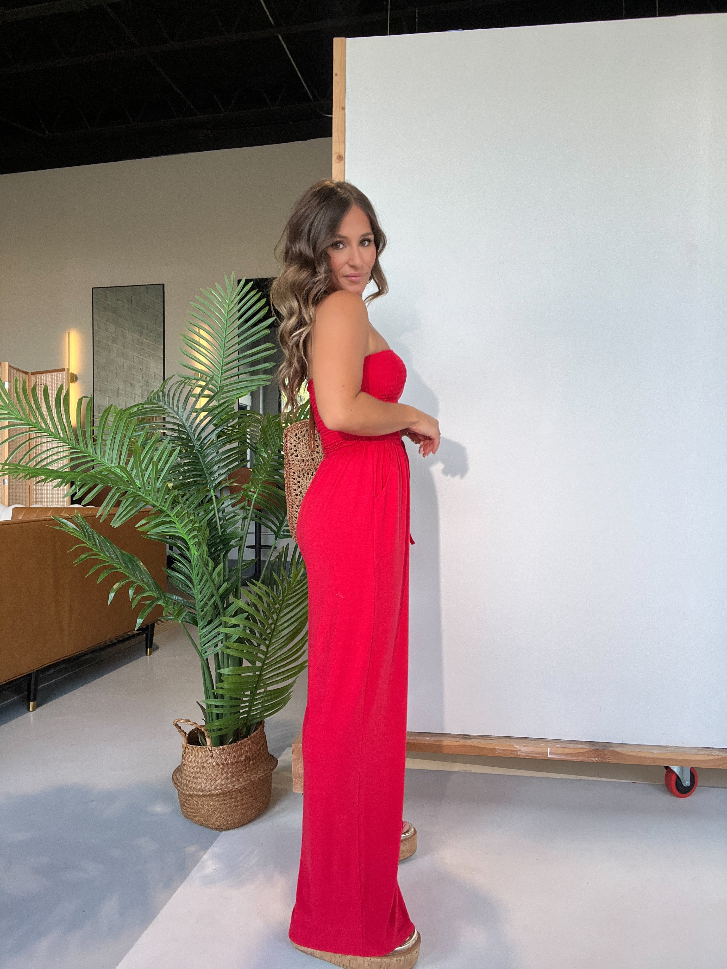 Ocean Breeze Tube Top Jumpsuit Ruby