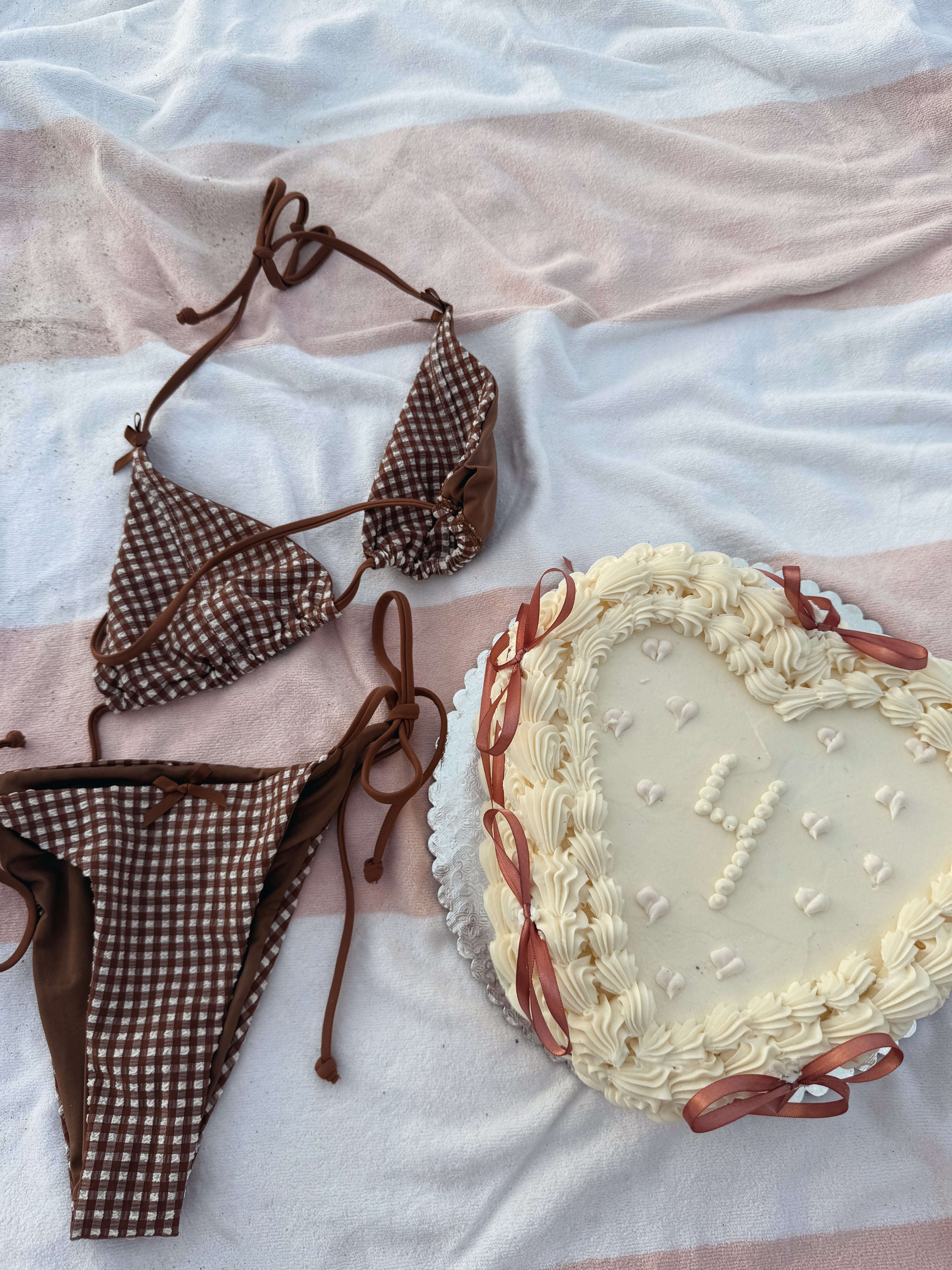 Coco Tree Bikini Bottoms Brown Gingham