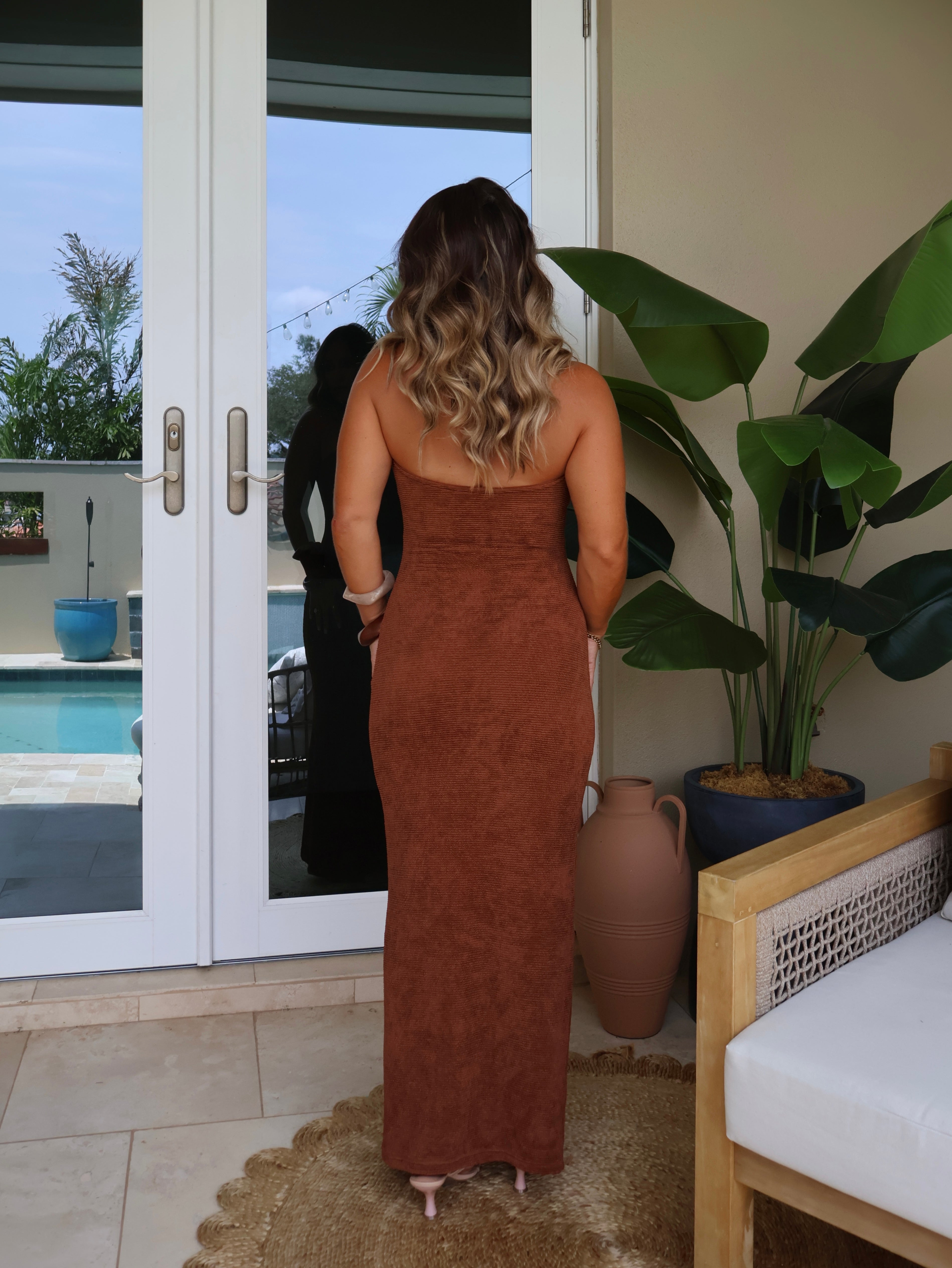 Wild Ember Keyhole Maxi Dress Rust