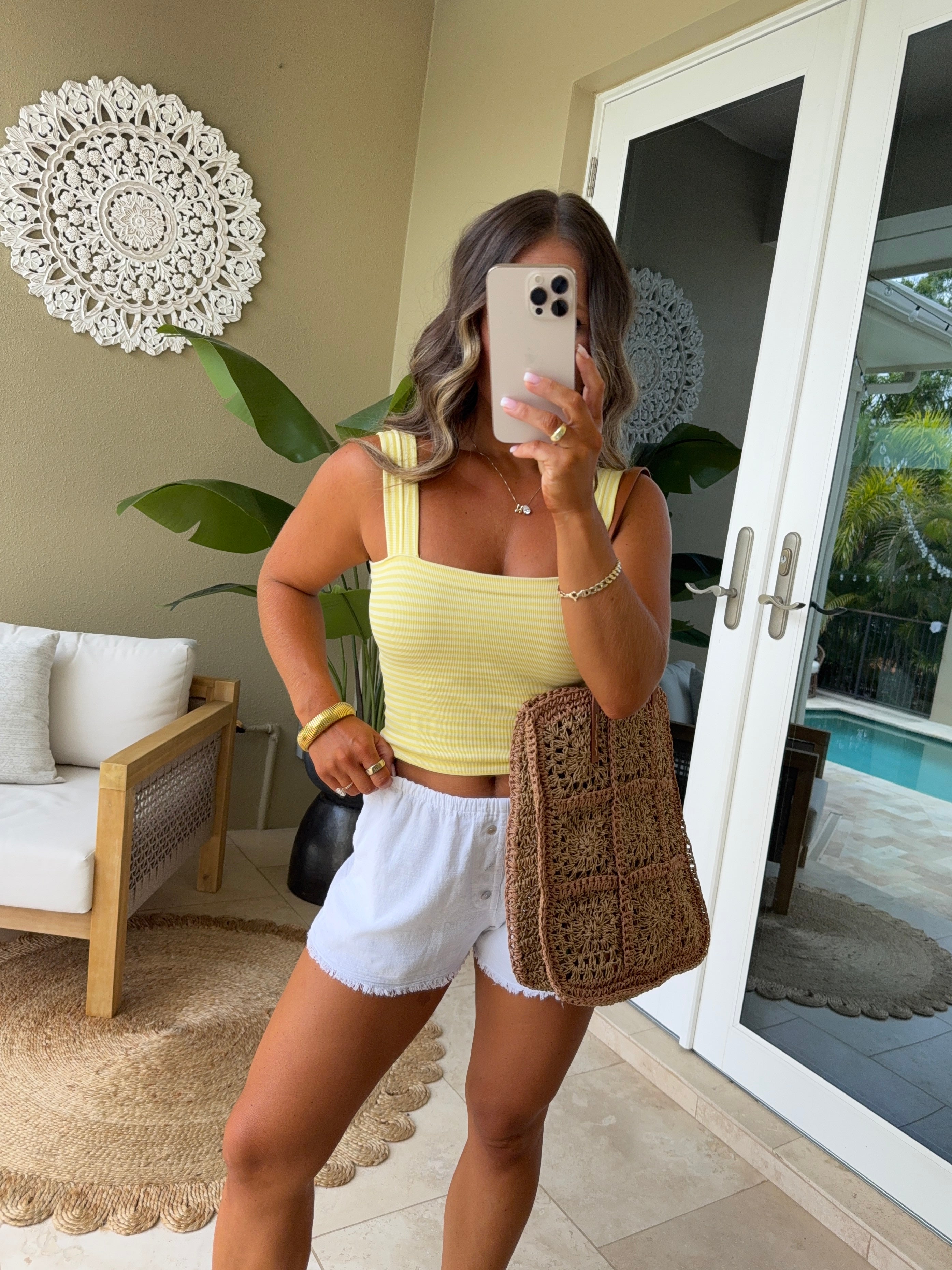 Poppy Basic Striped Tank Top Pale Banana