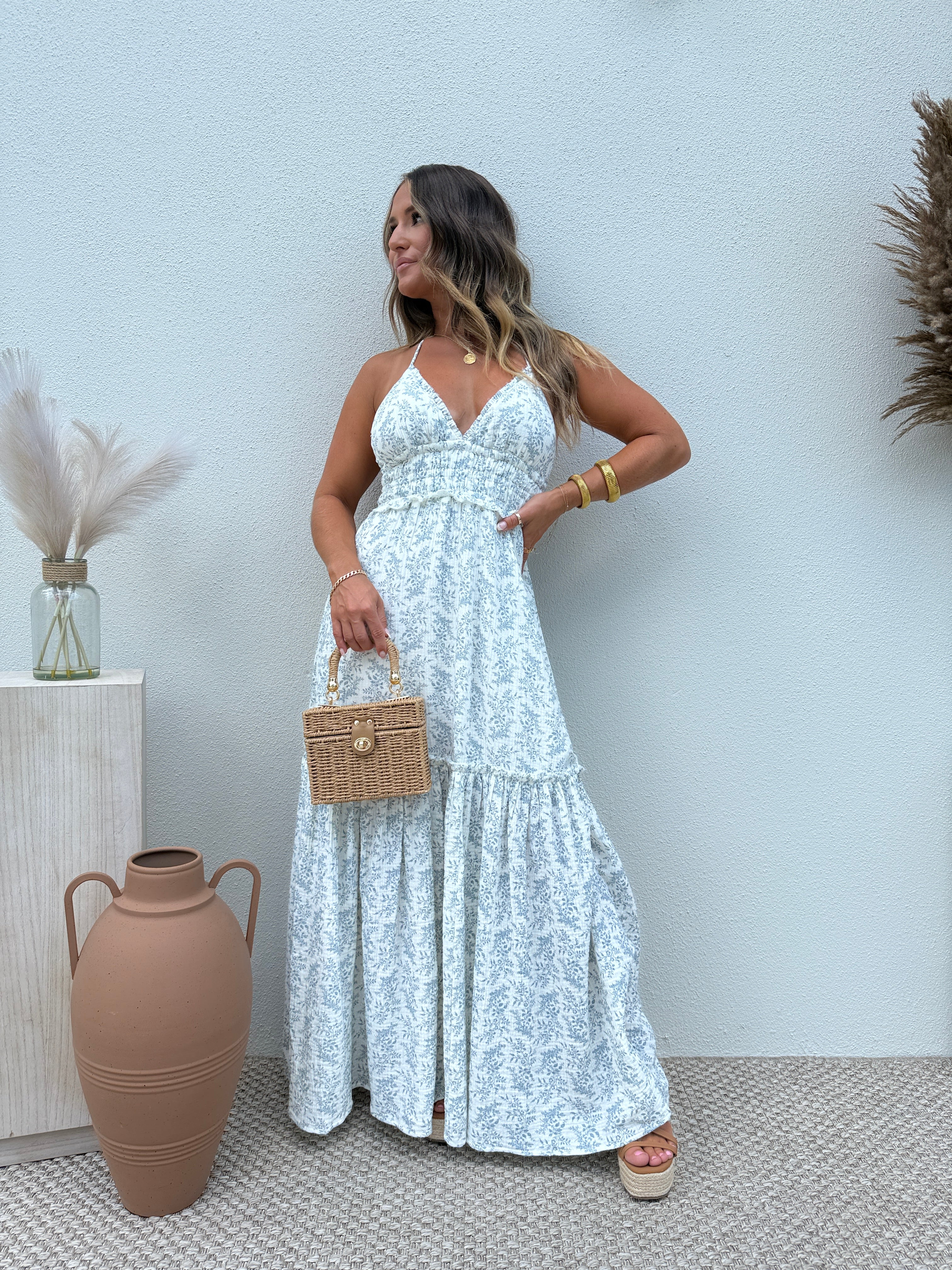Eucalyptus Haze Maxi Dress Blue Multi