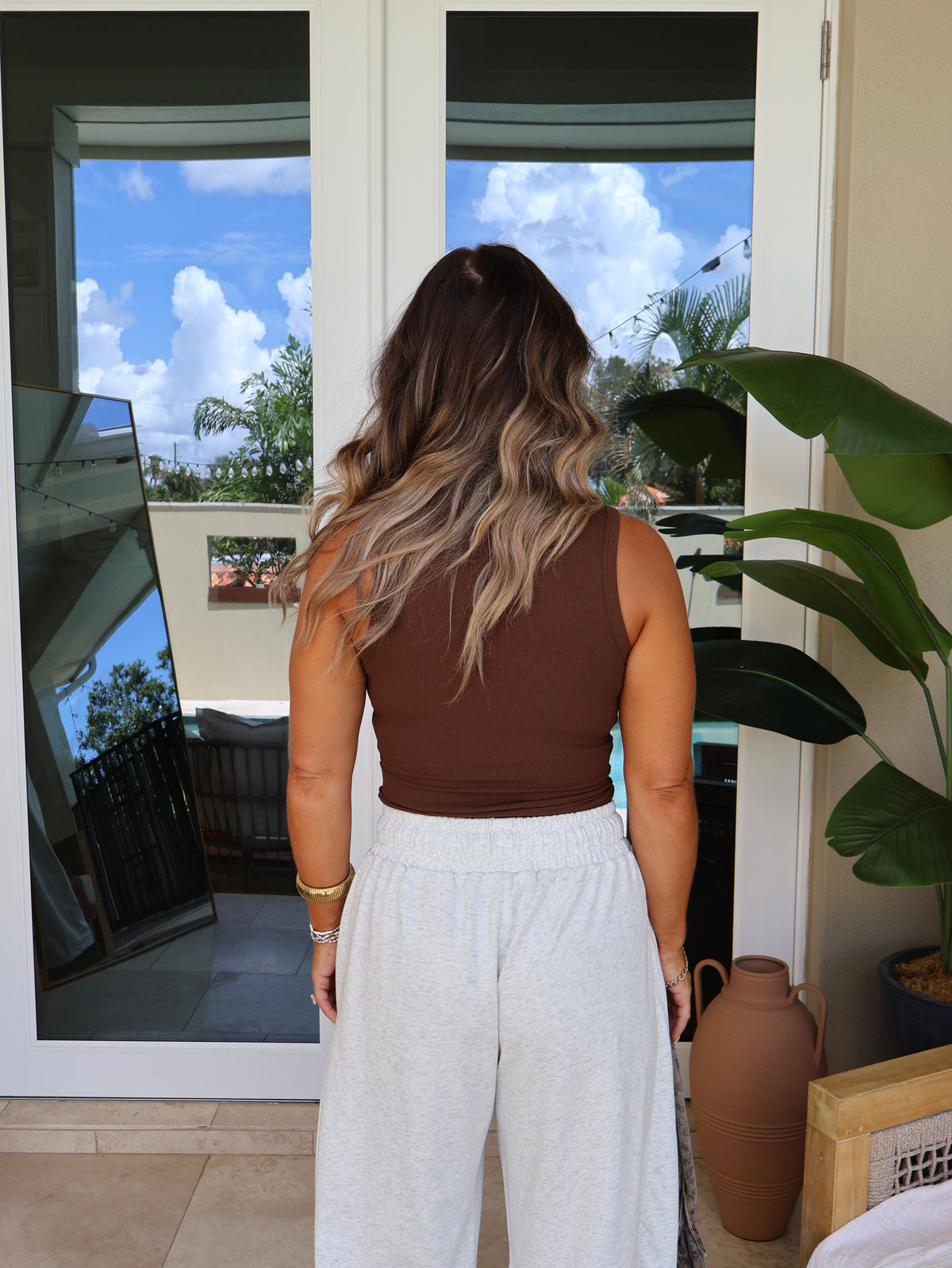 For the Moment Ribbed Tank Brown