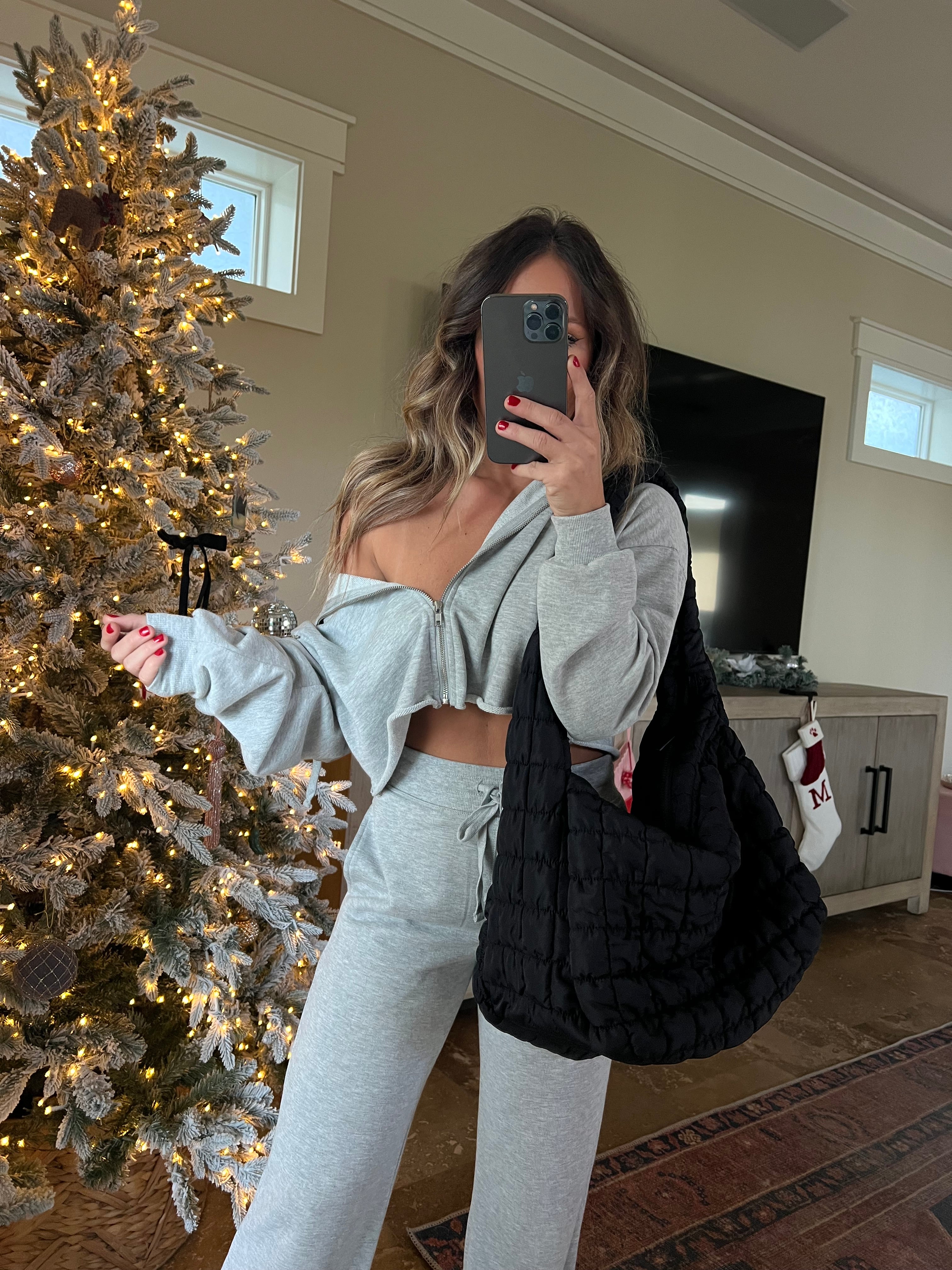 Busy Day Puffer Messenger Bag Black