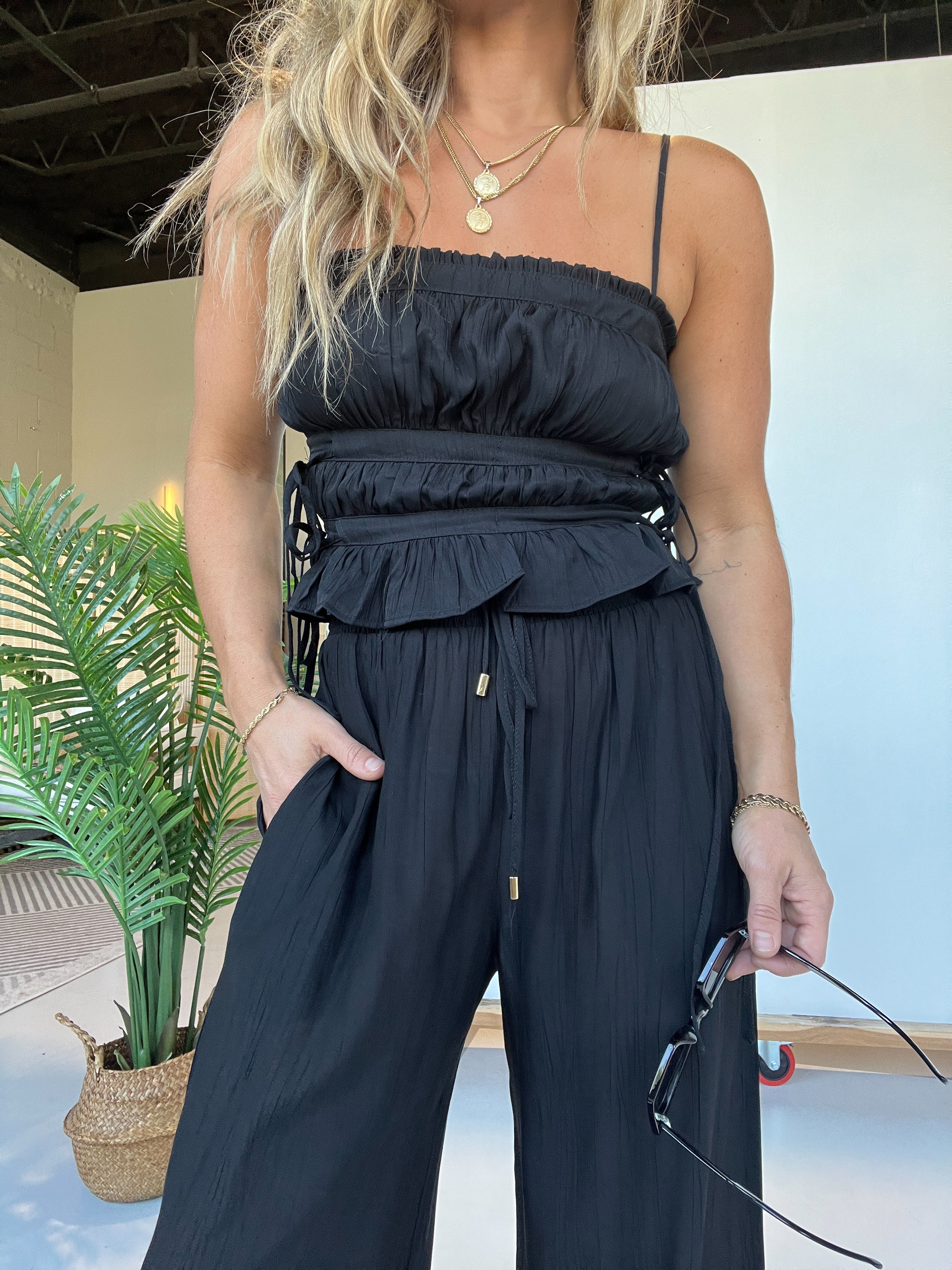 Easy Breezy Beach Top Black