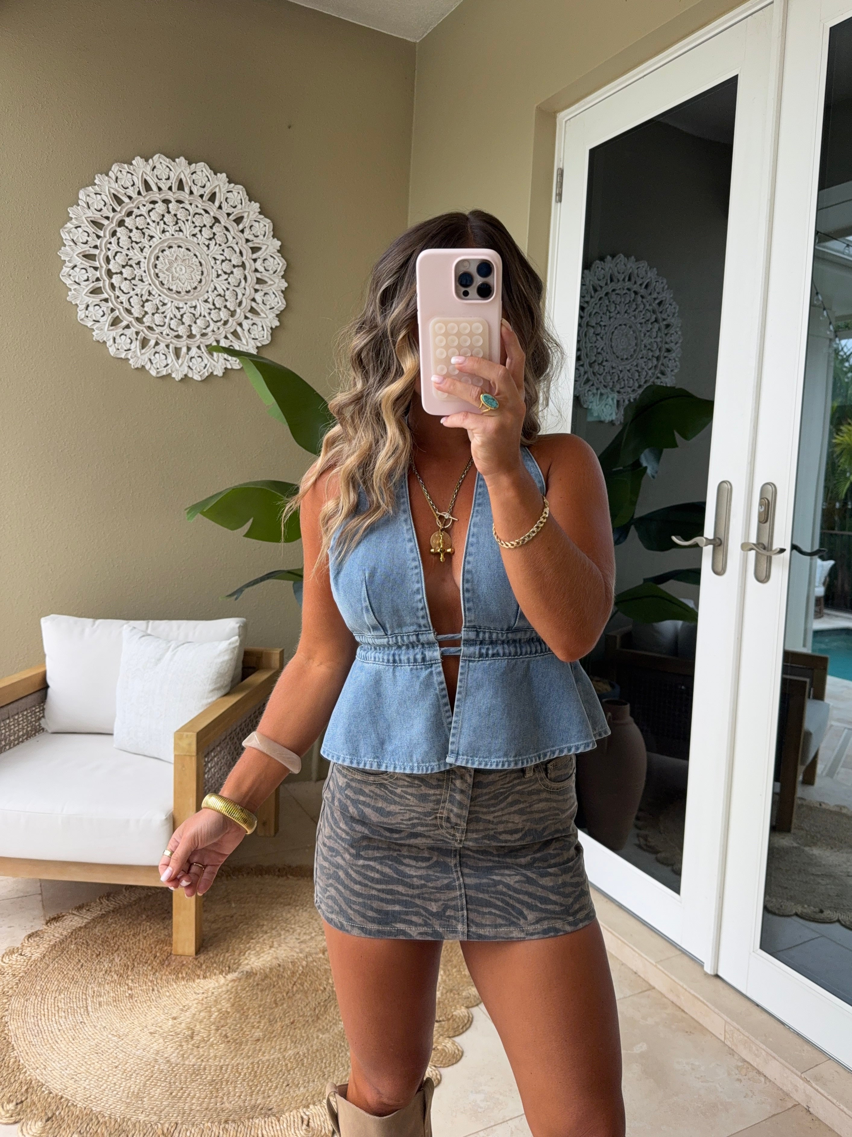Untamed Denim Mini Skirt Tiger