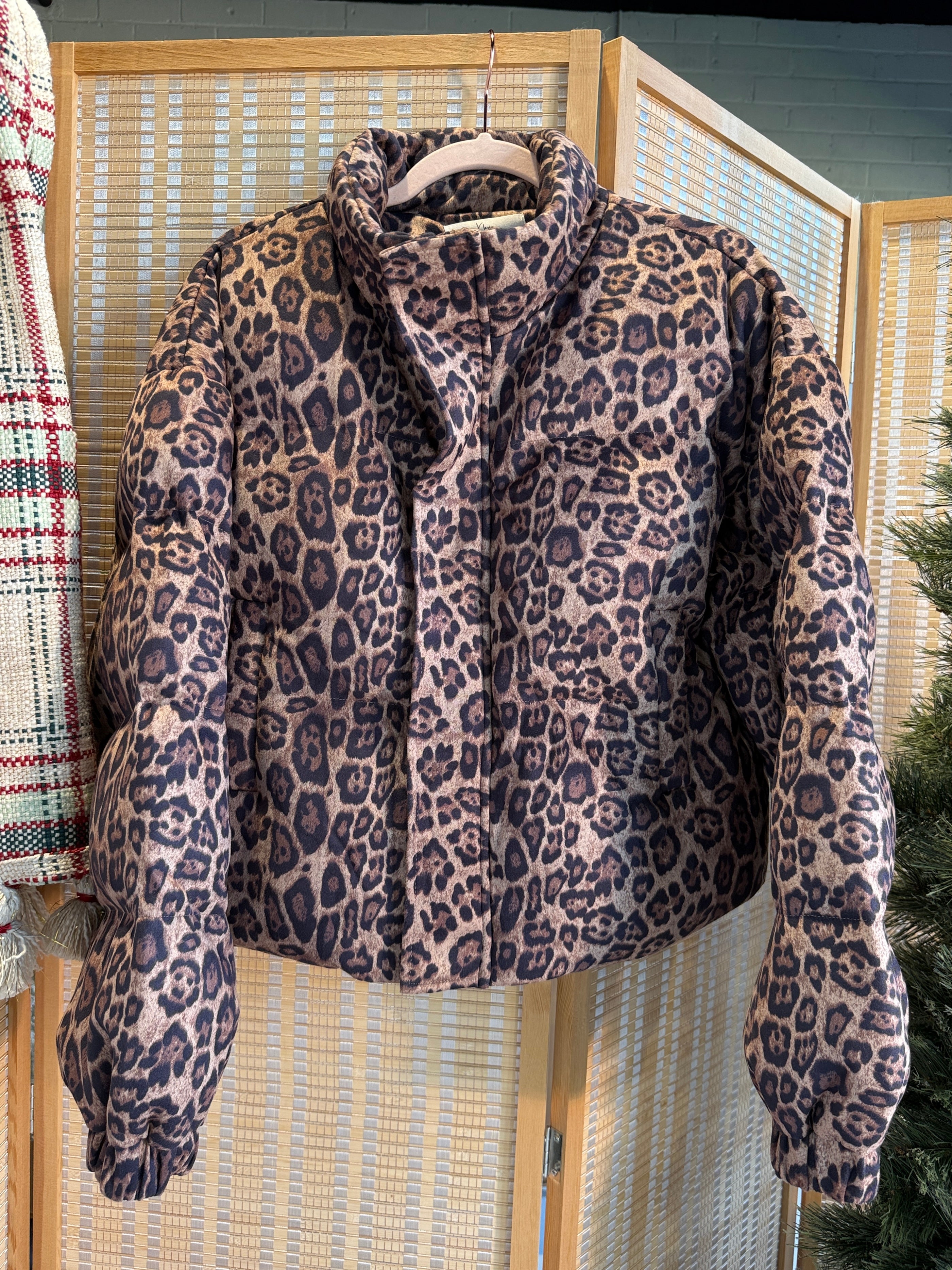 Cold Outside Puffer Jacket Leopard