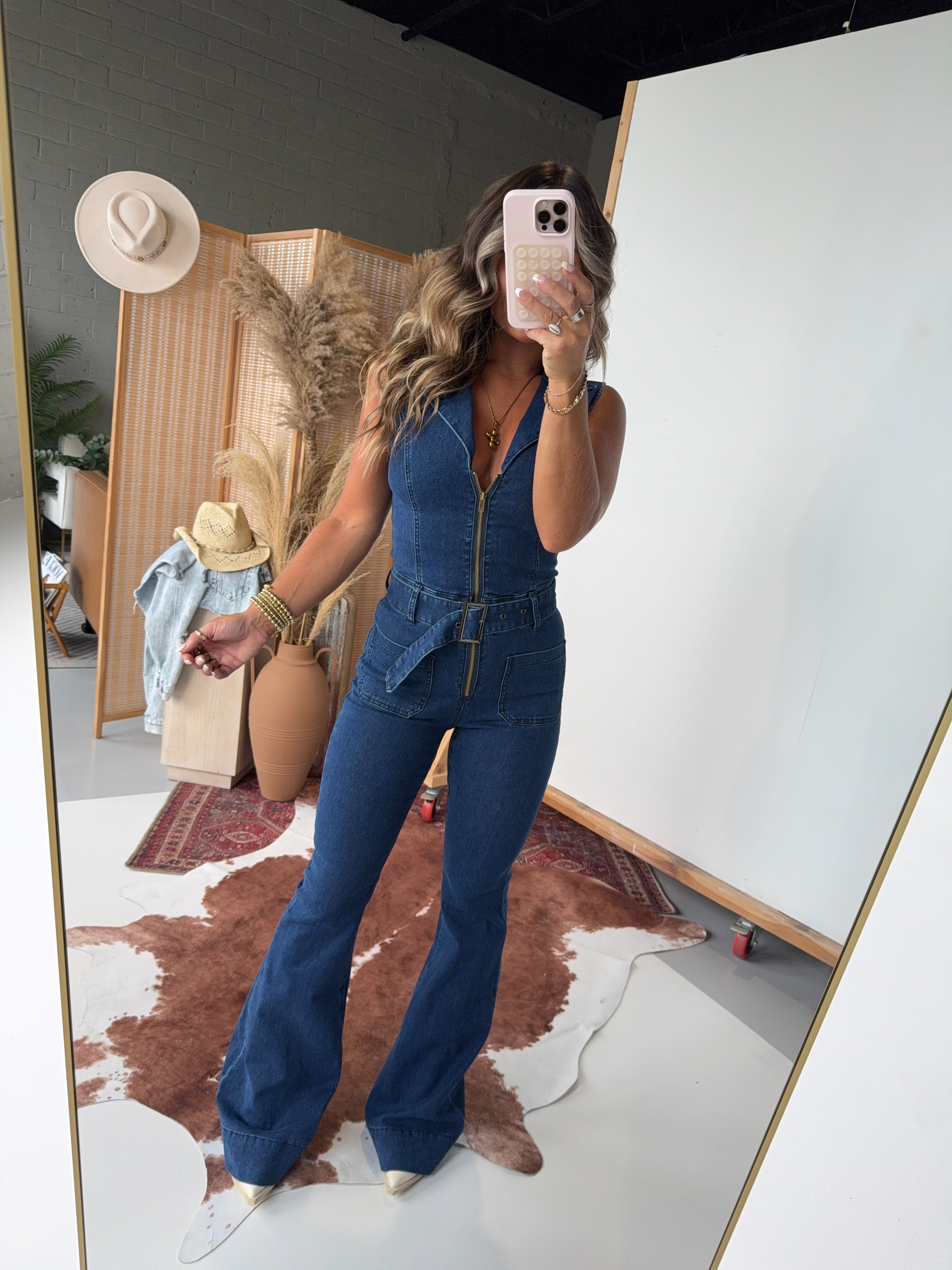 Desert Rose Denim Jumpsuit