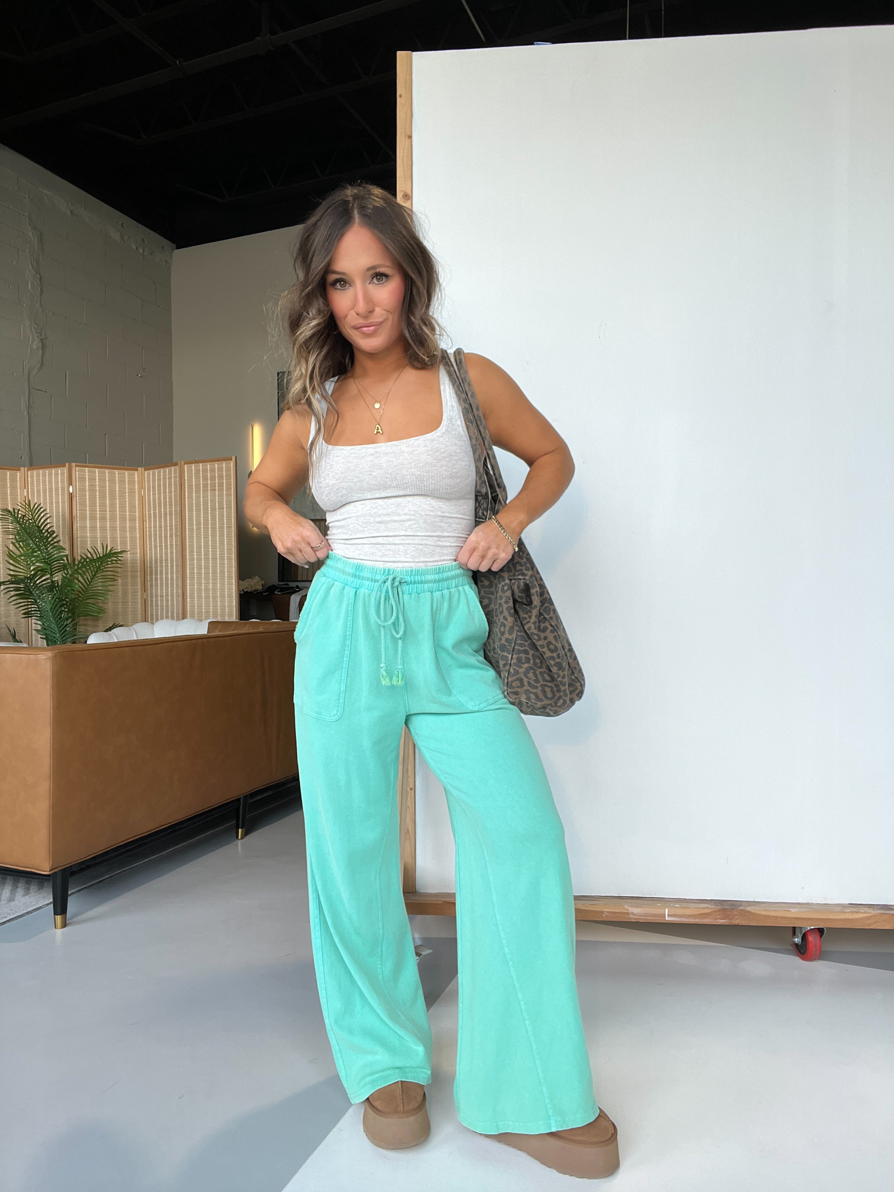 Bloome Wide Leg Pants Sea Foam