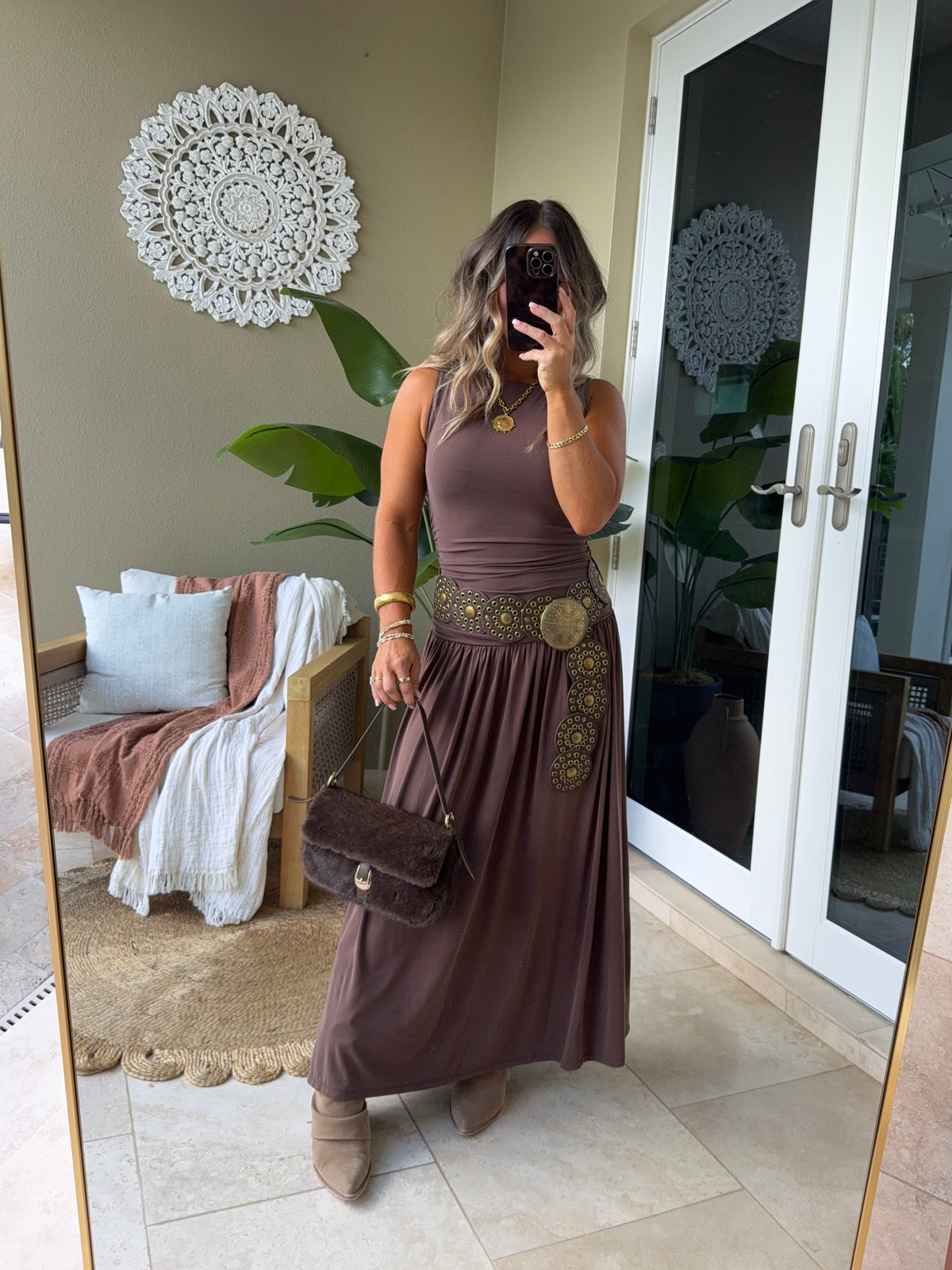 Amber Woods Maxi Dress Brown