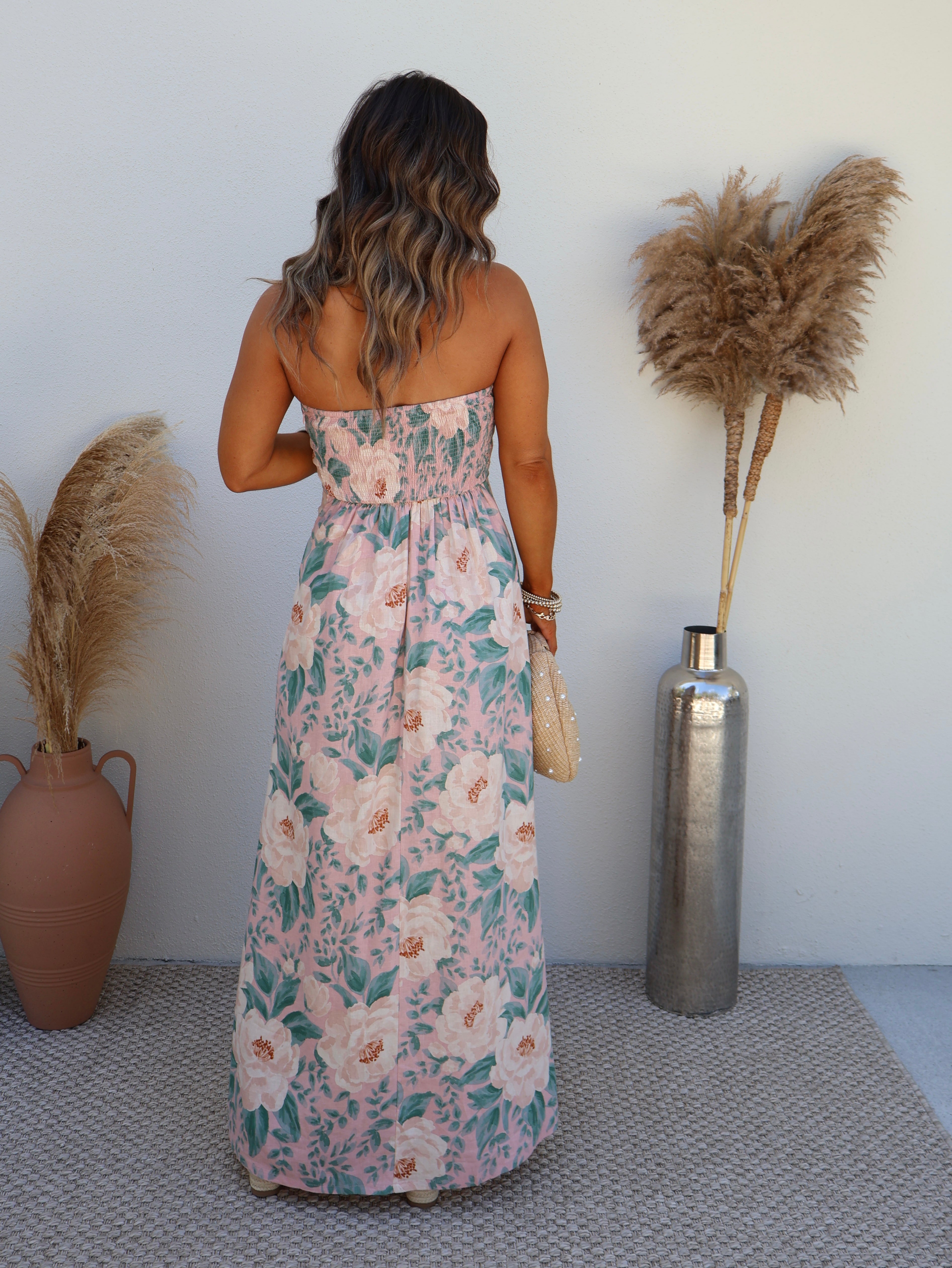 Evergreen Strapless Maxi Dress Blush