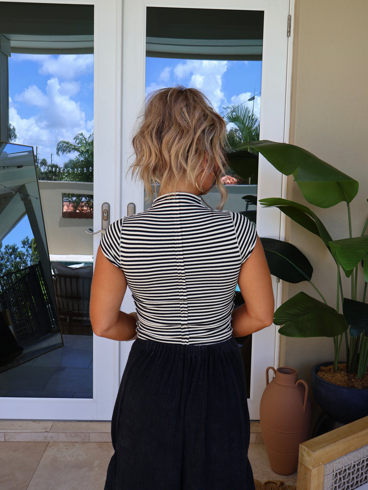 Briar Stripe Mockneck Black/Cream