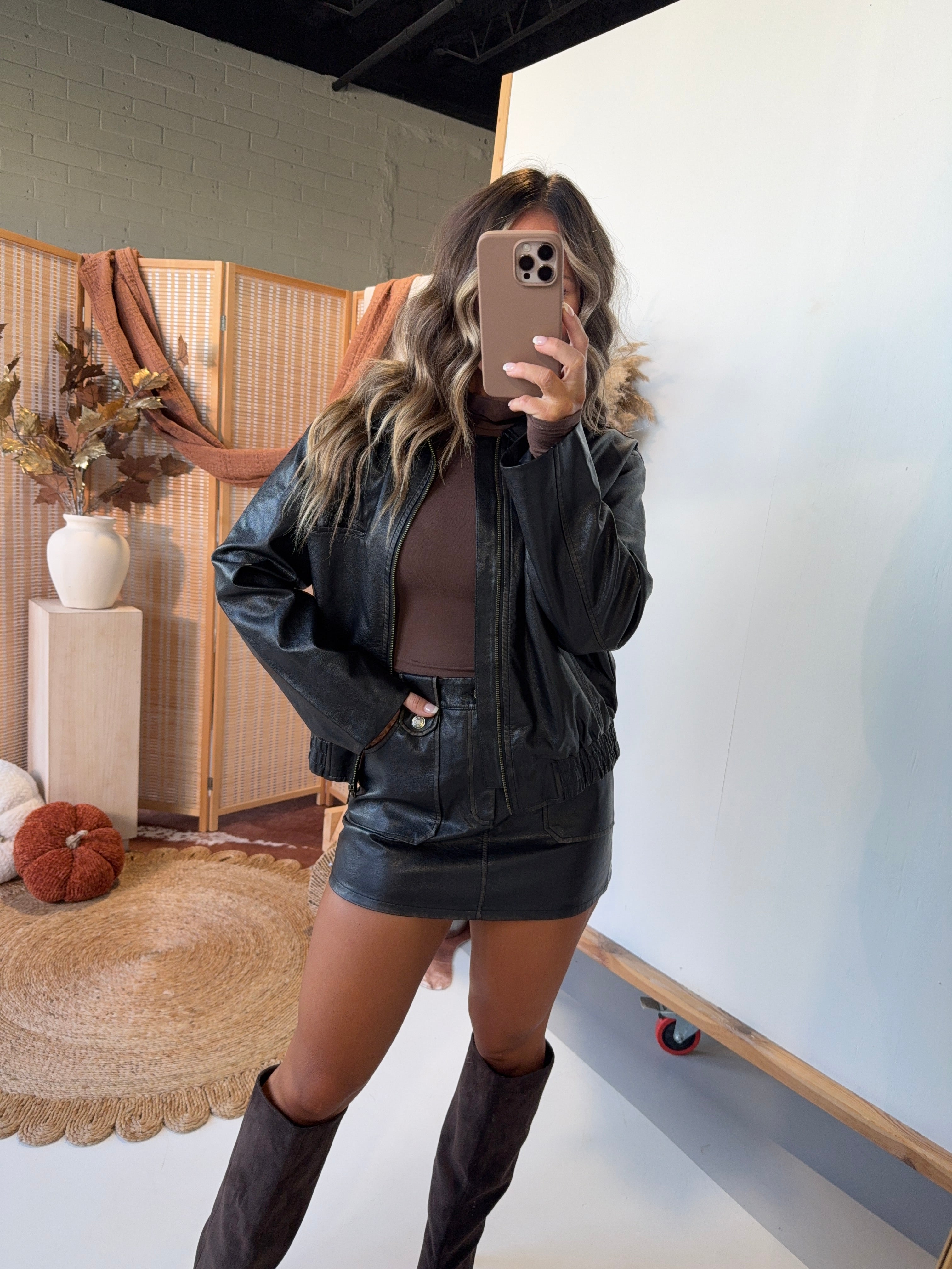 The Night Before Mini Skirt Set Washed Black