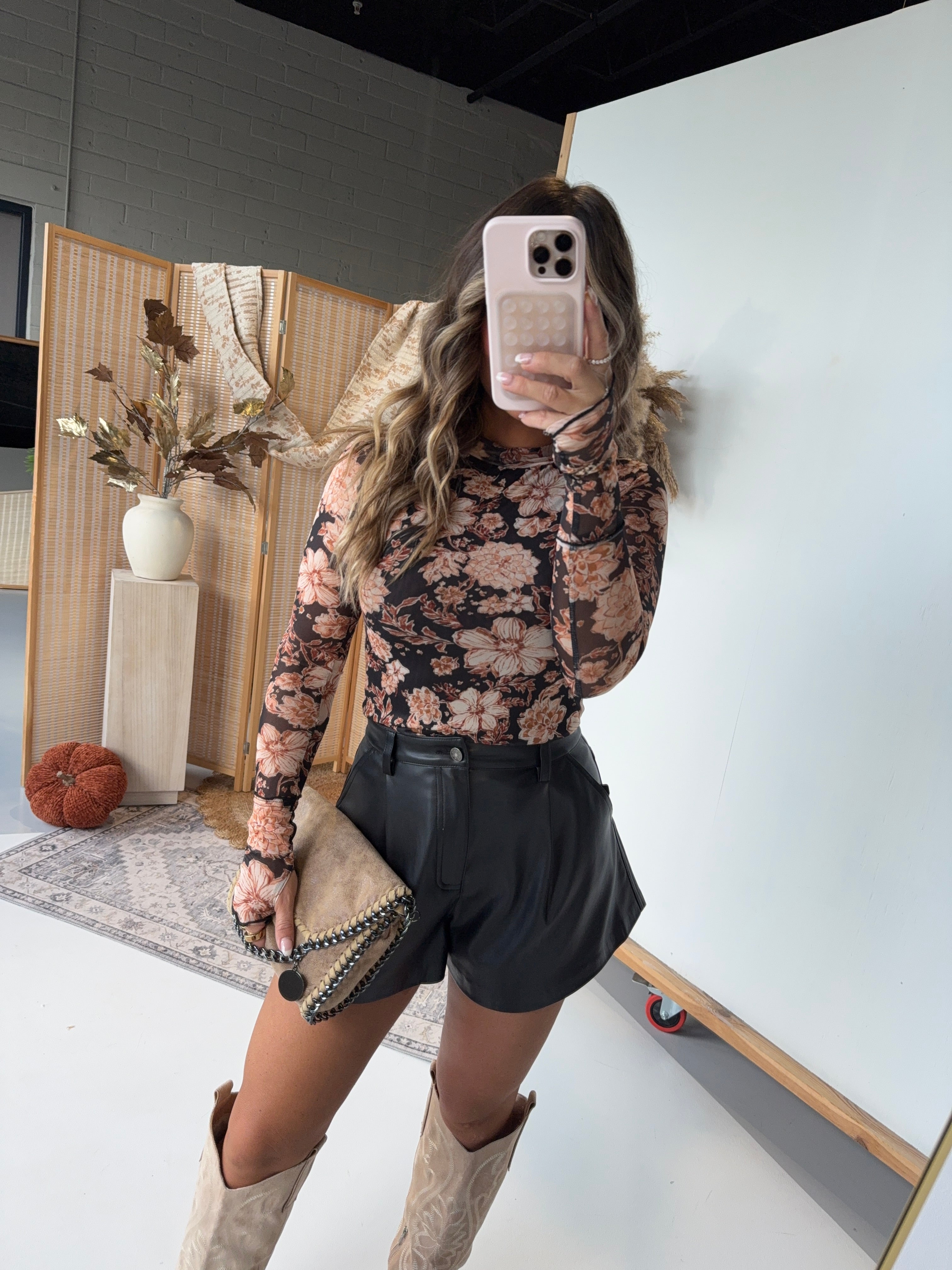 Bambi Flare Faux Leather Shorts Black