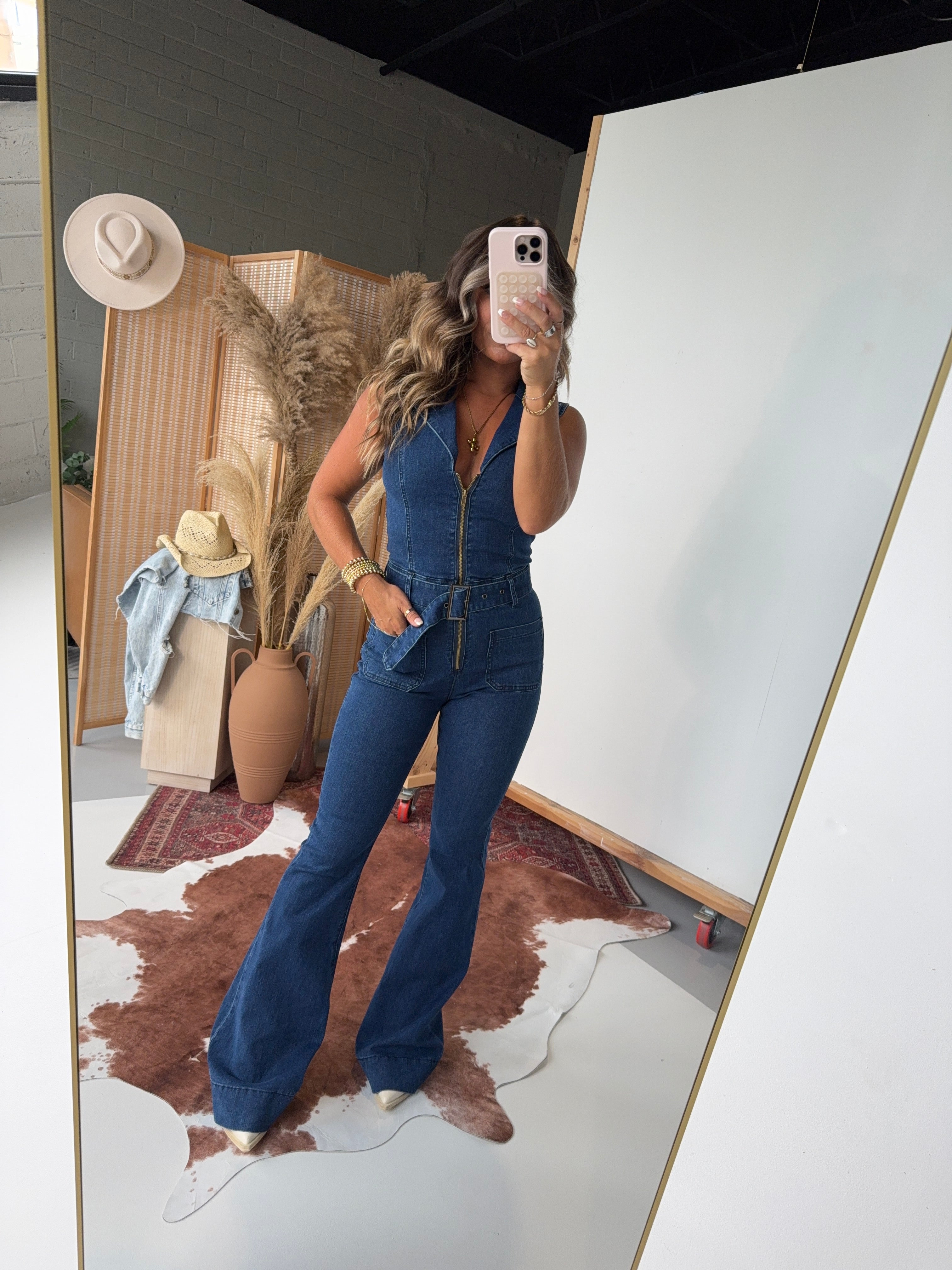 Desert Rose Denim Jumpsuit