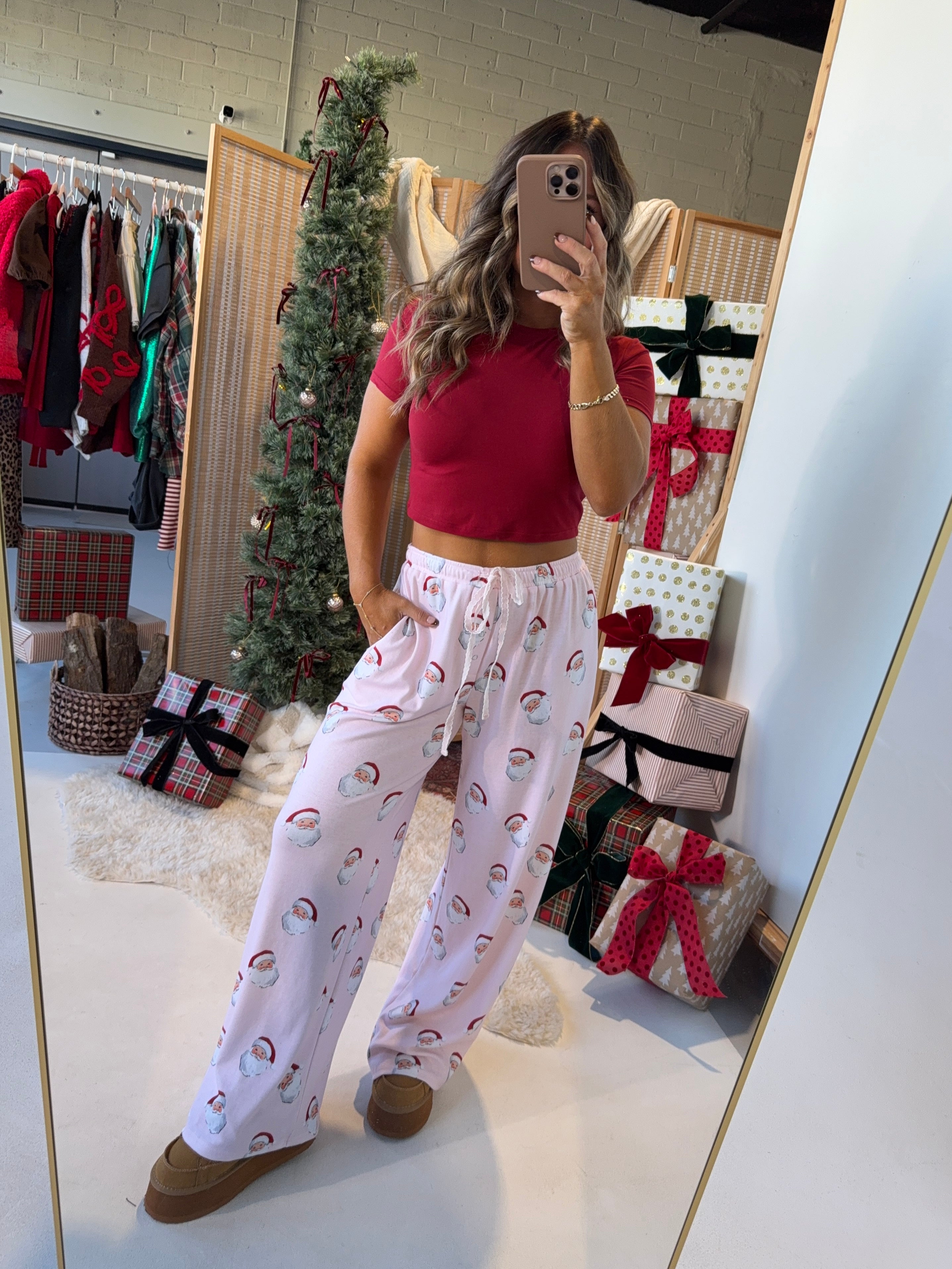 Santa's Favorite Lounge Pants Baby Pink