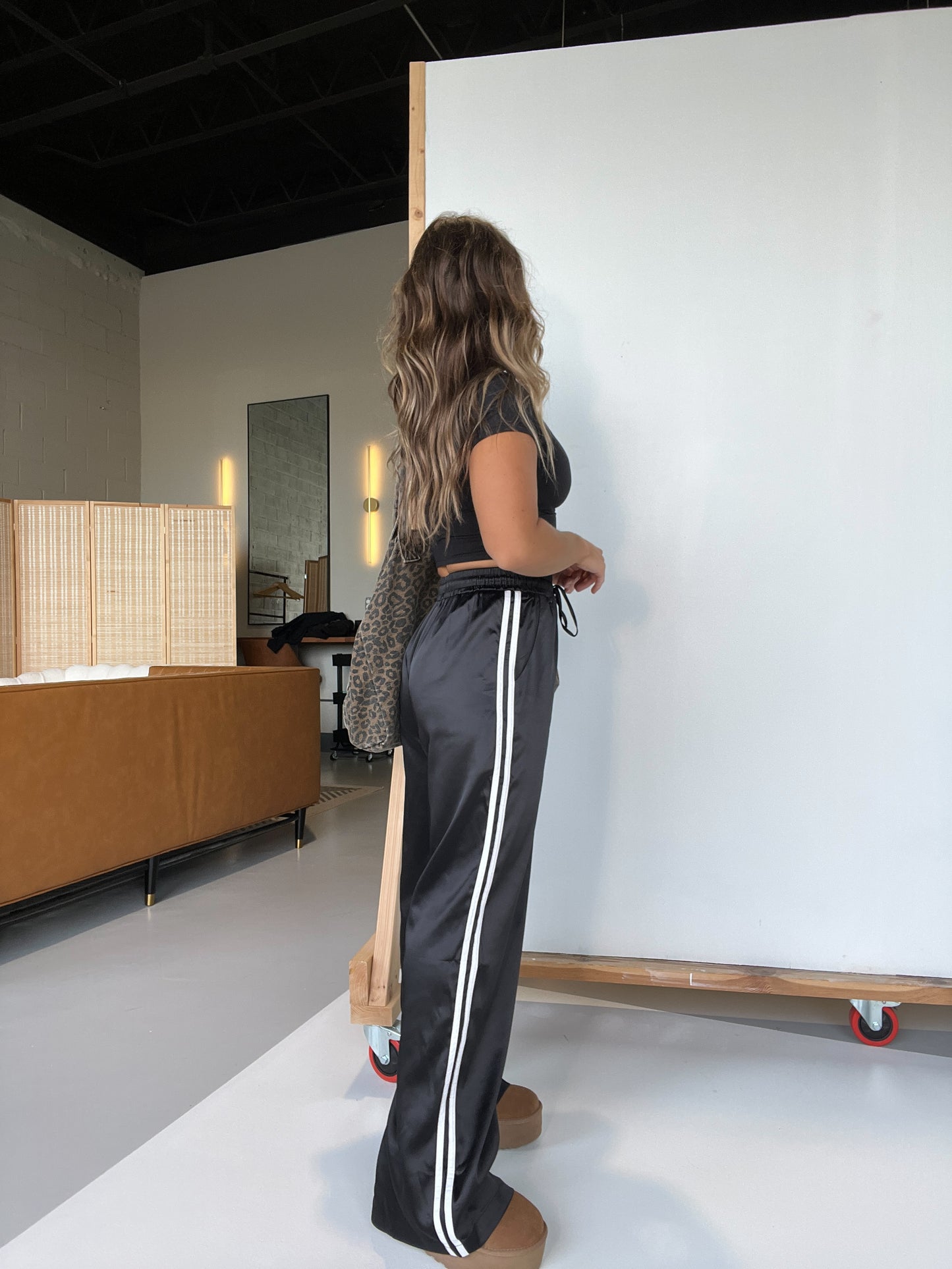 Sporty Spice Satin Track Pants Black