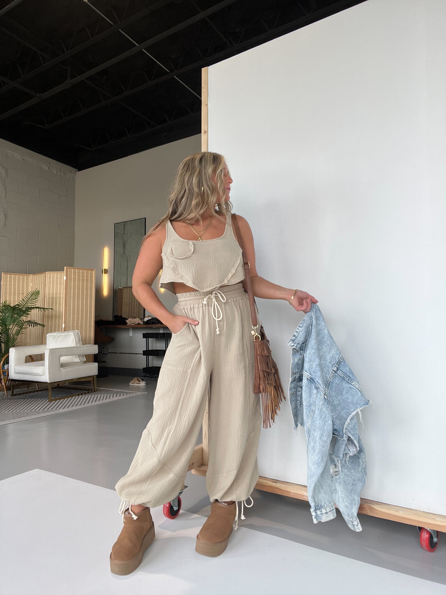 Taupe Never Ever Boho Gauze Set