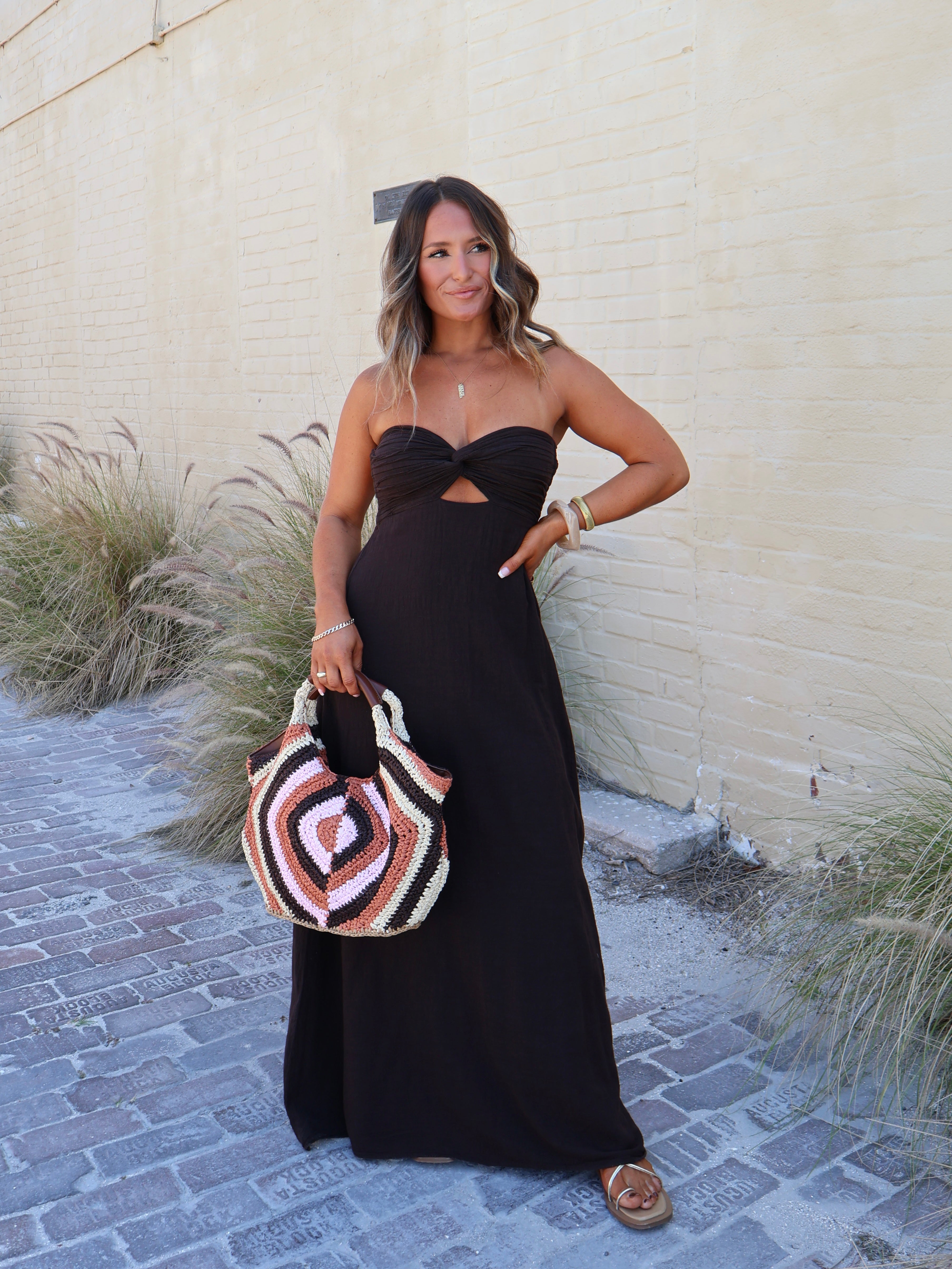 Eleanor Strapless Maxi Dress Espresso