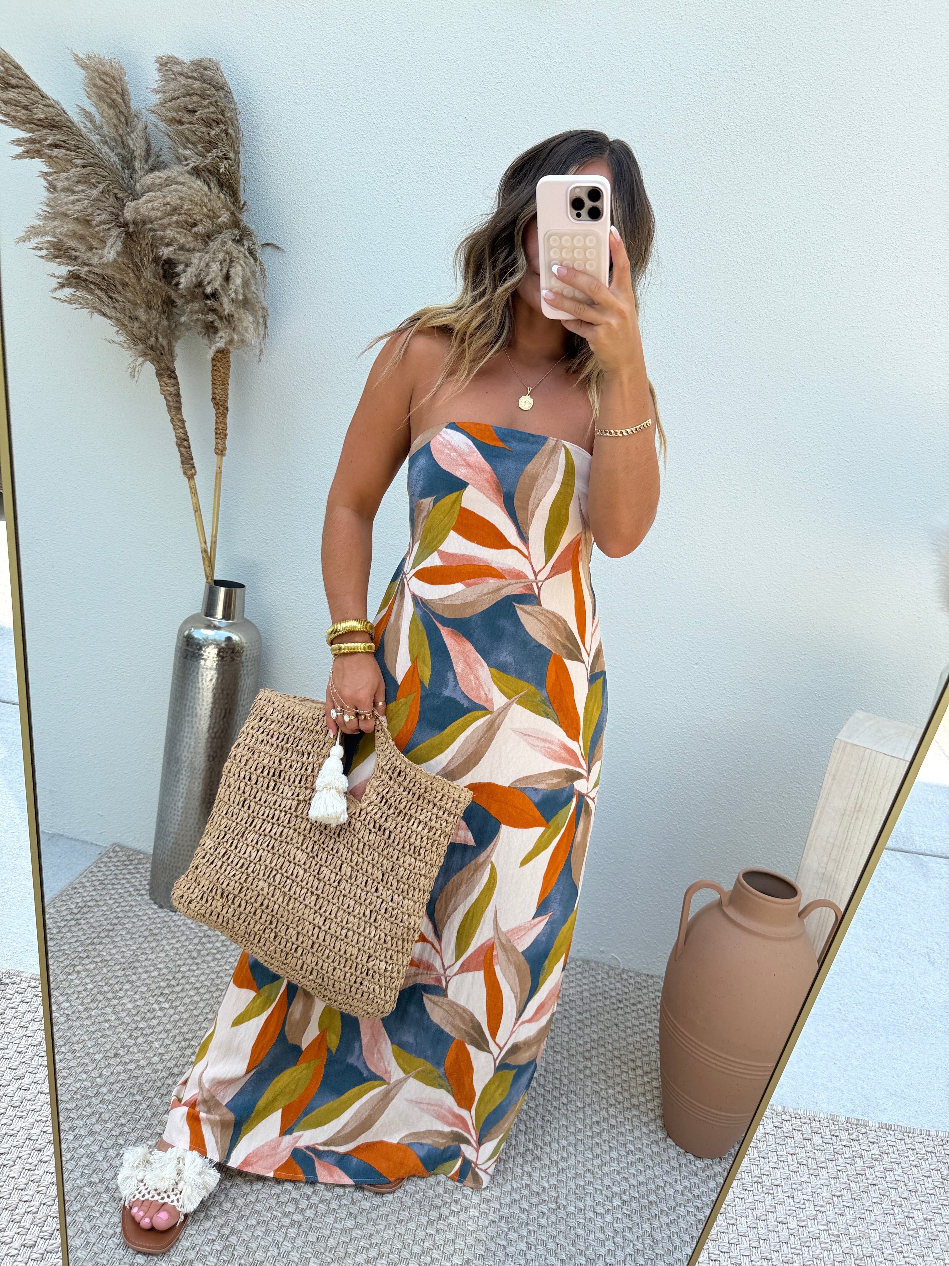 Persimmon Strapless Mumu Maxi Dress Multi