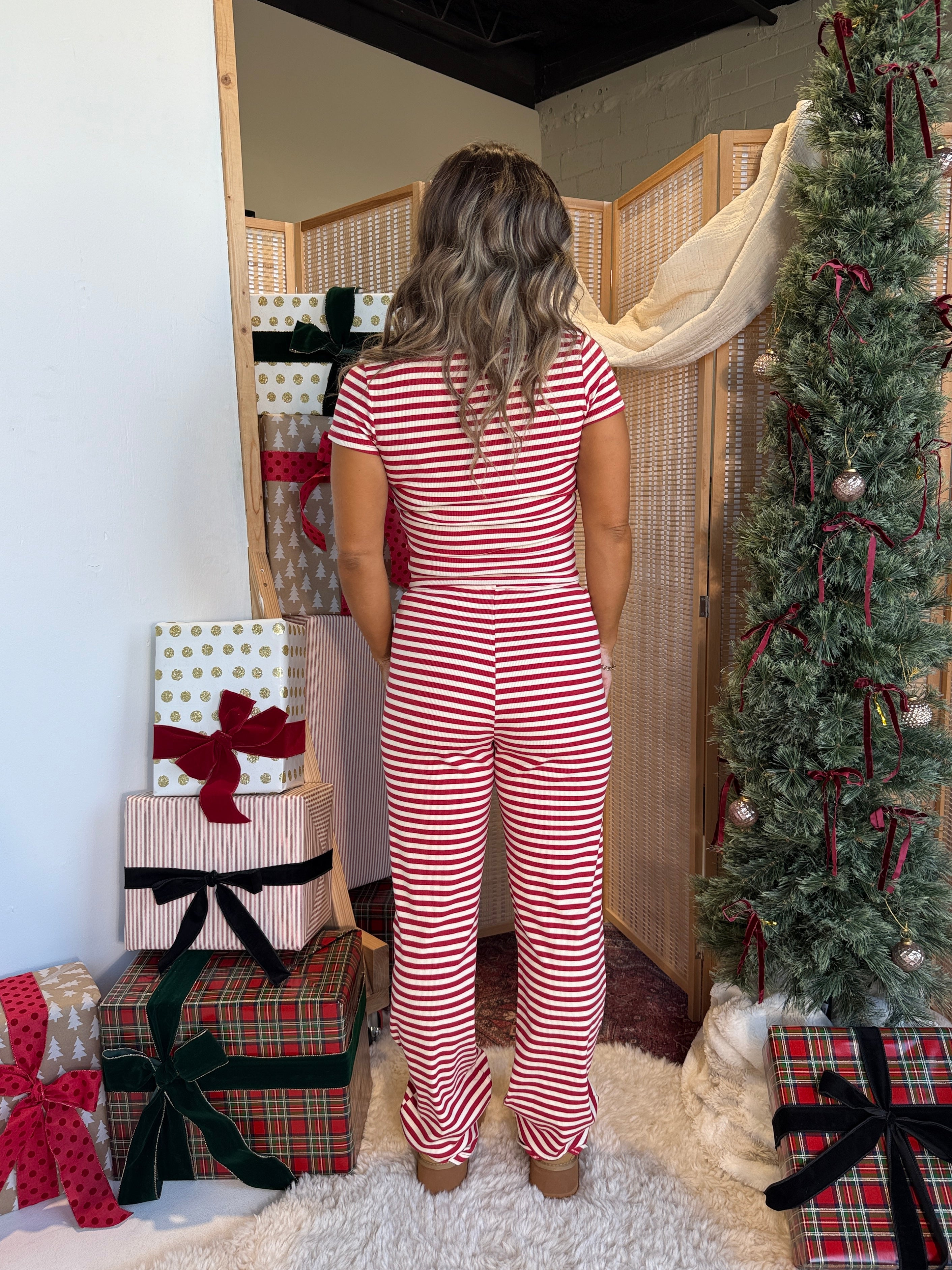 Cabin Fever Striped Lounge Set Ruby