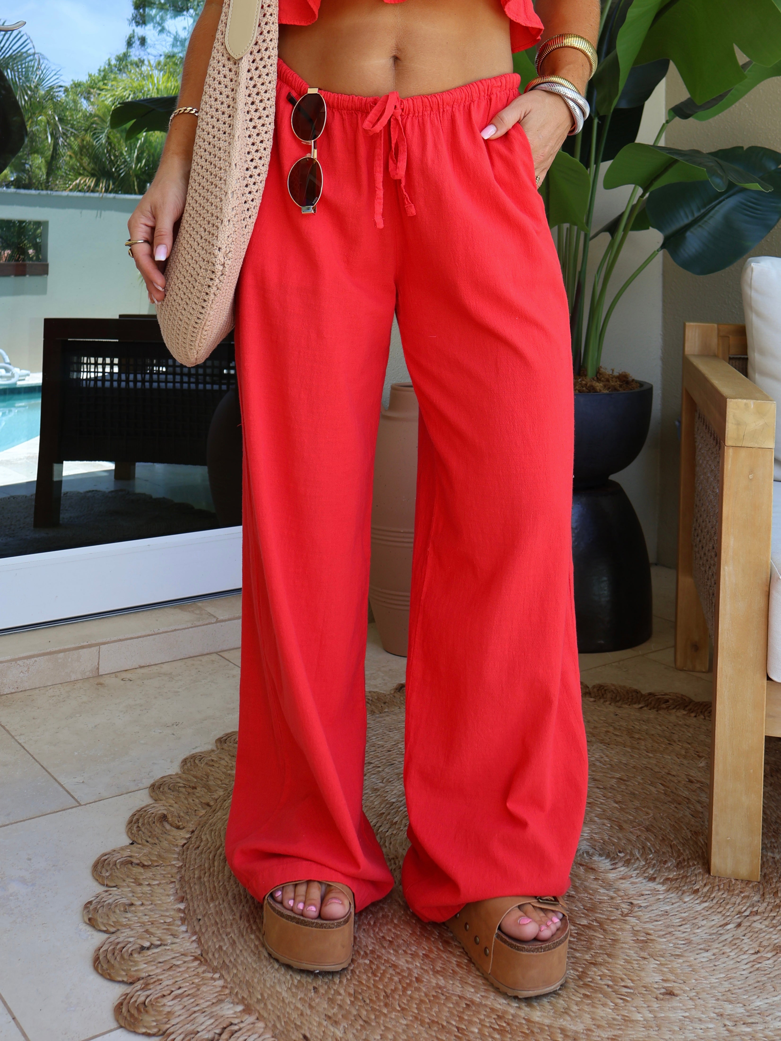 Sunset Date Pants Cherry