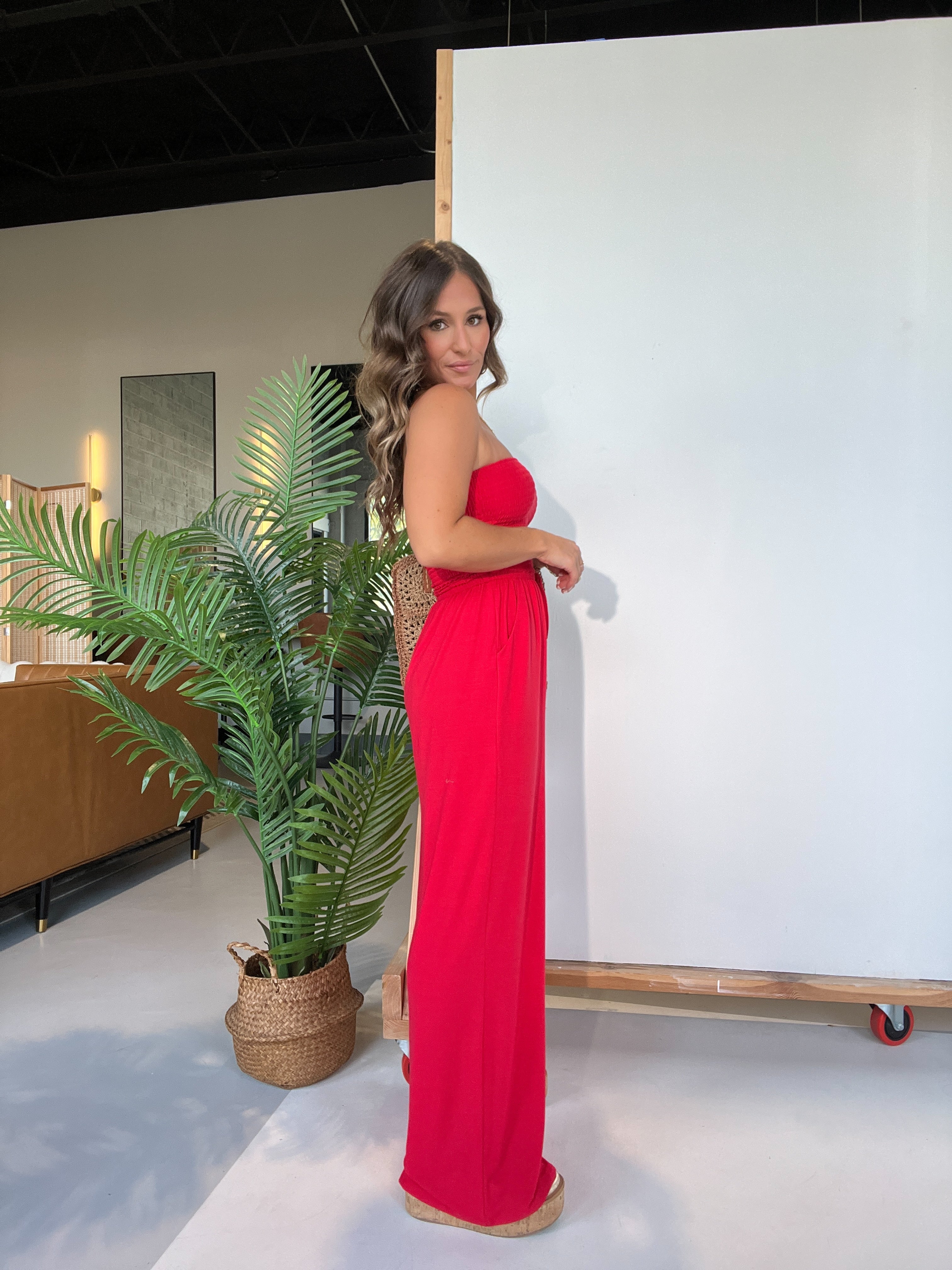 Ocean Breeze Tube Top Jumpsuit Ruby