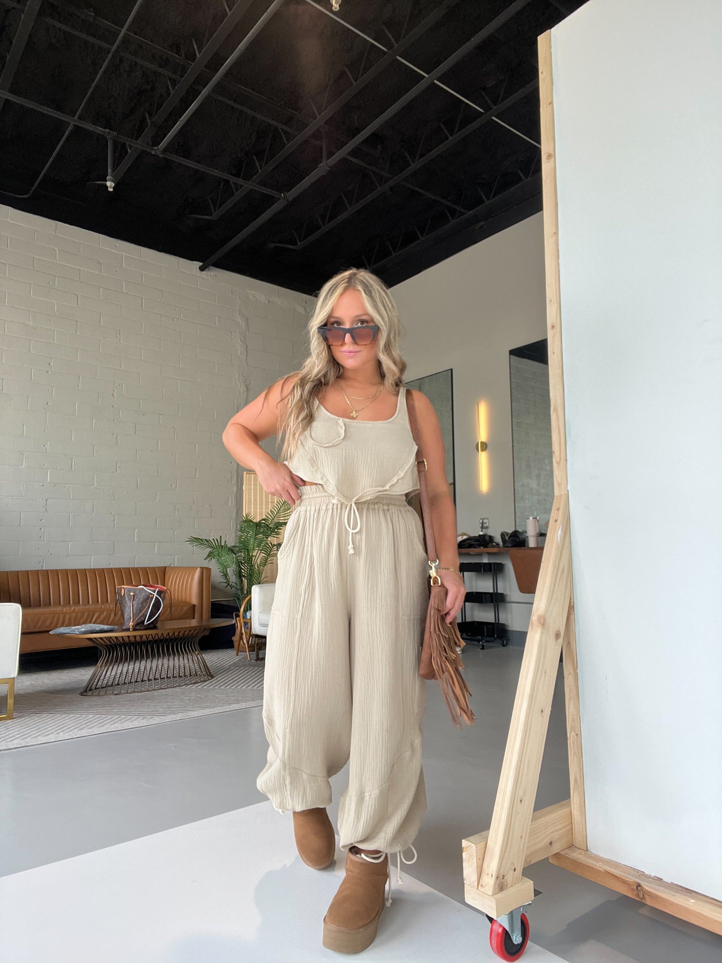 Taupe Never Ever Boho Gauze Set