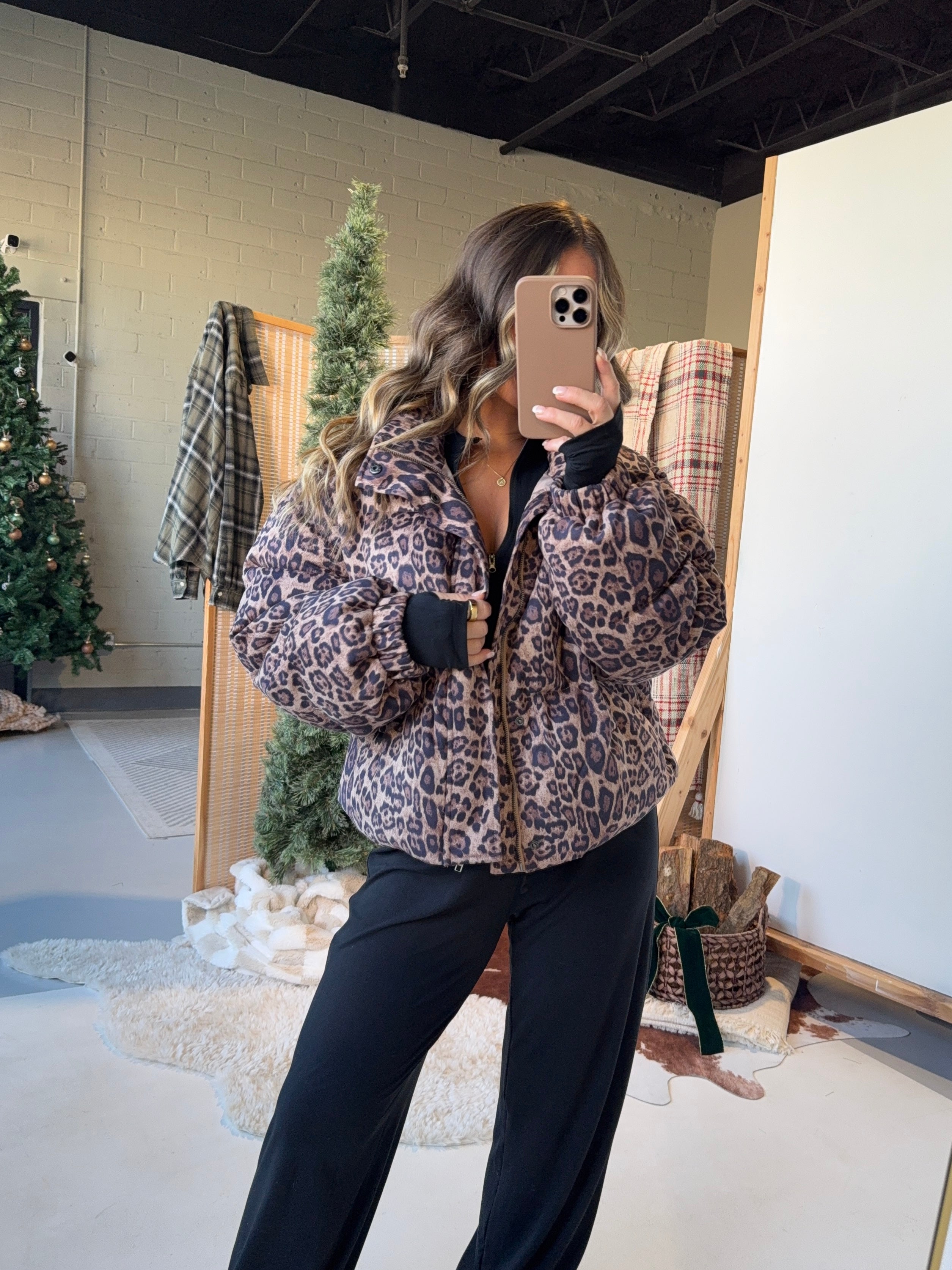 Cold Outside Puffer Jacket Leopard