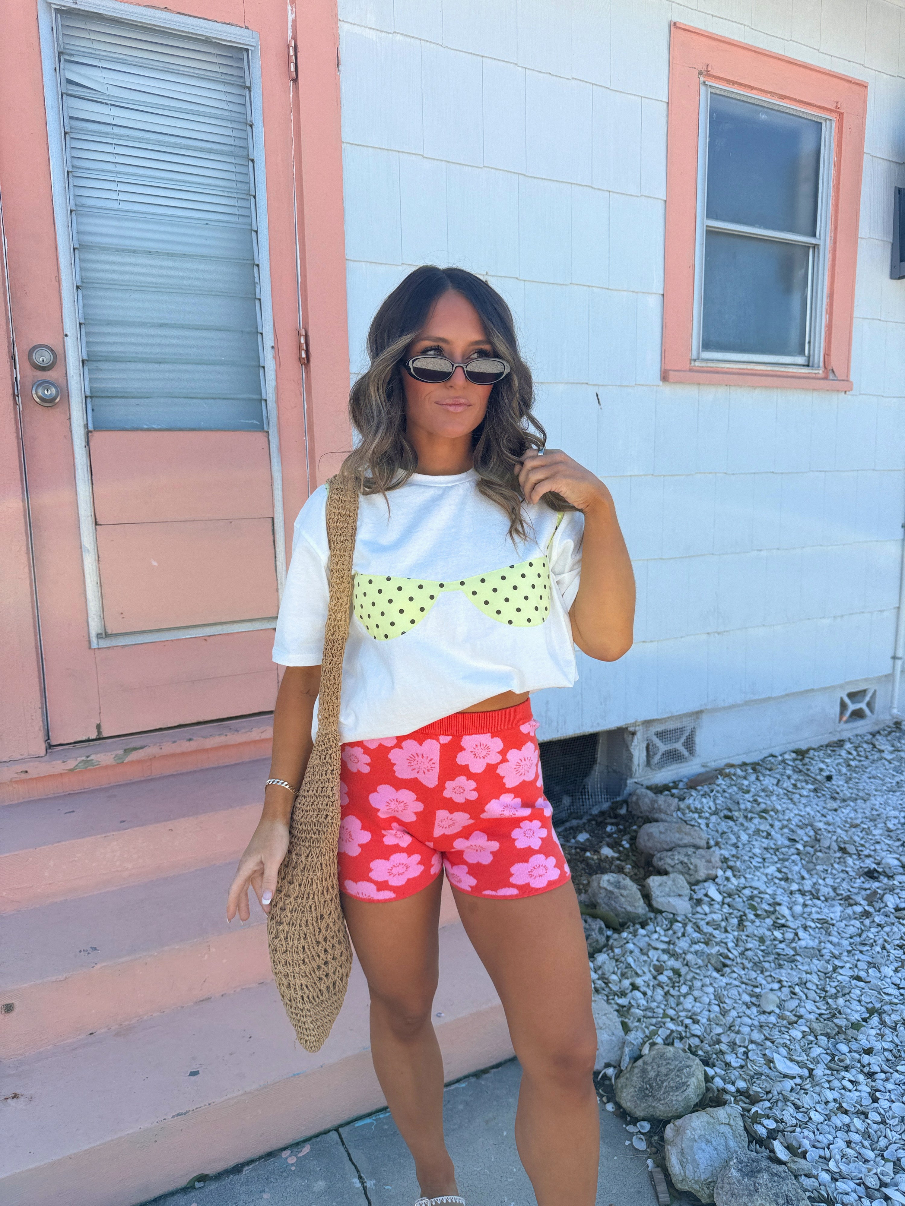 Beachin It Knit Shorts Orange/Pink