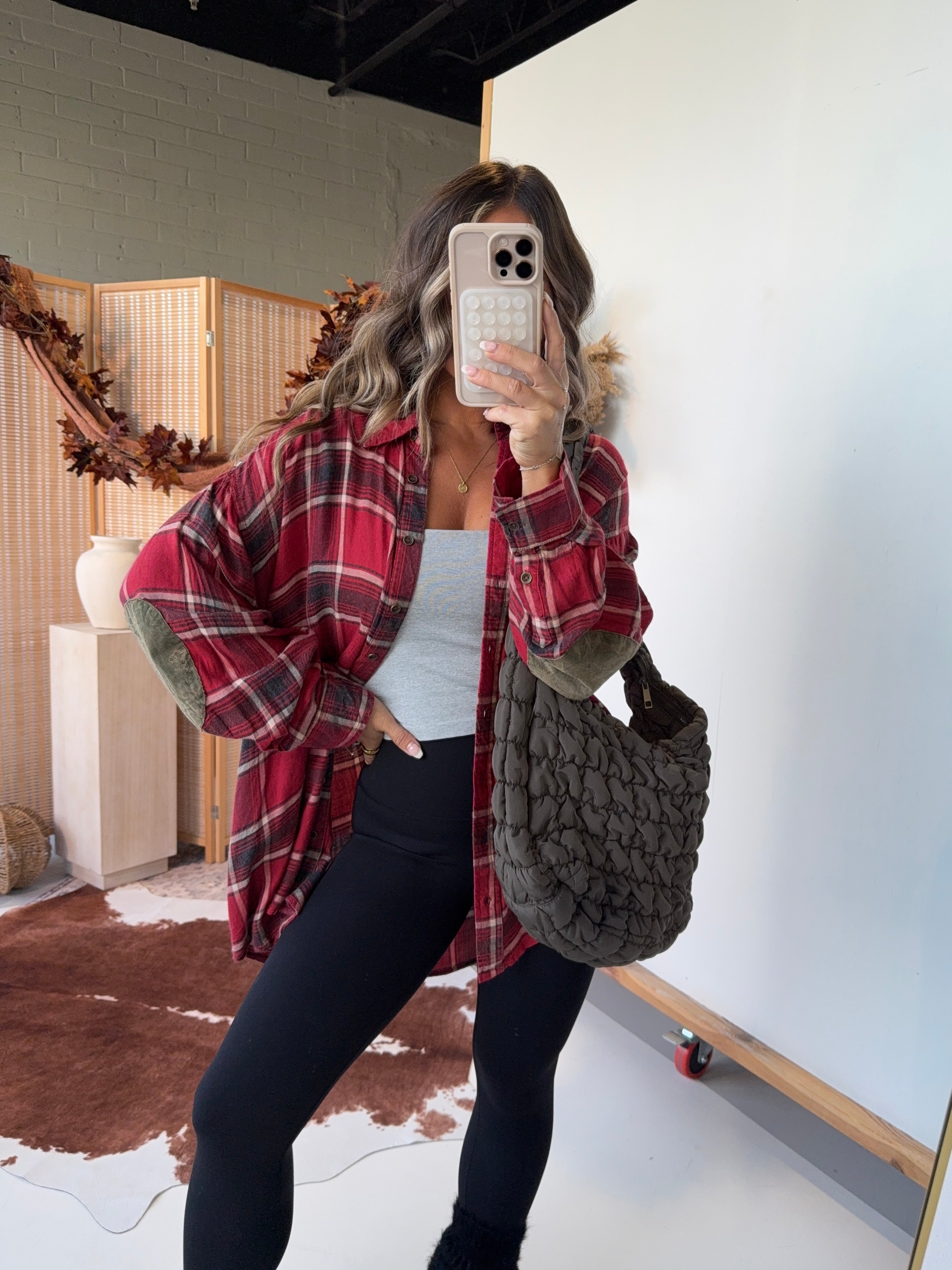Pumpkin Picking Button Down Red Multi
