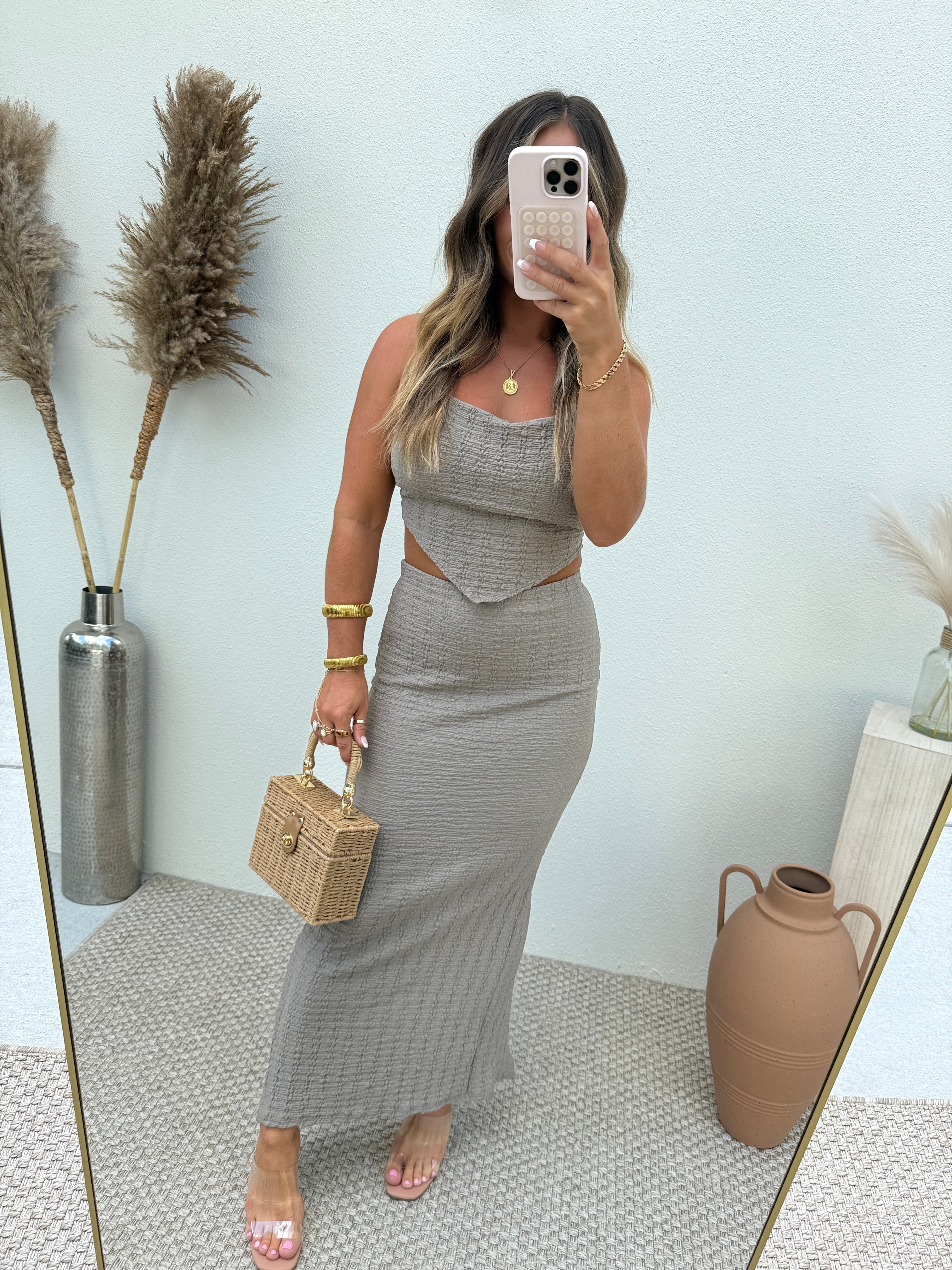 Wild Thyme Maxi Skirt Set Stone