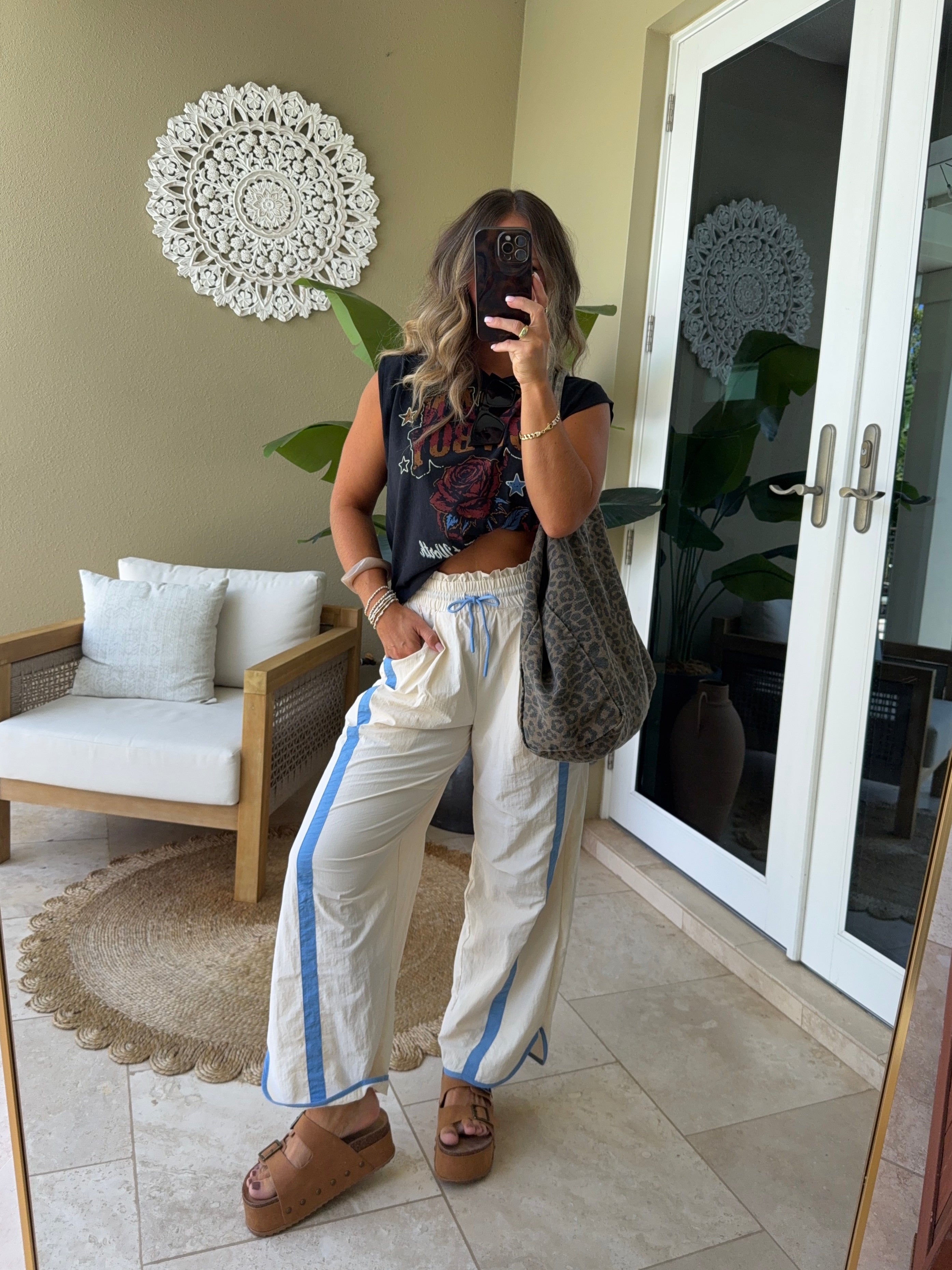 Jet Set Parachute Pants Cream/Blue