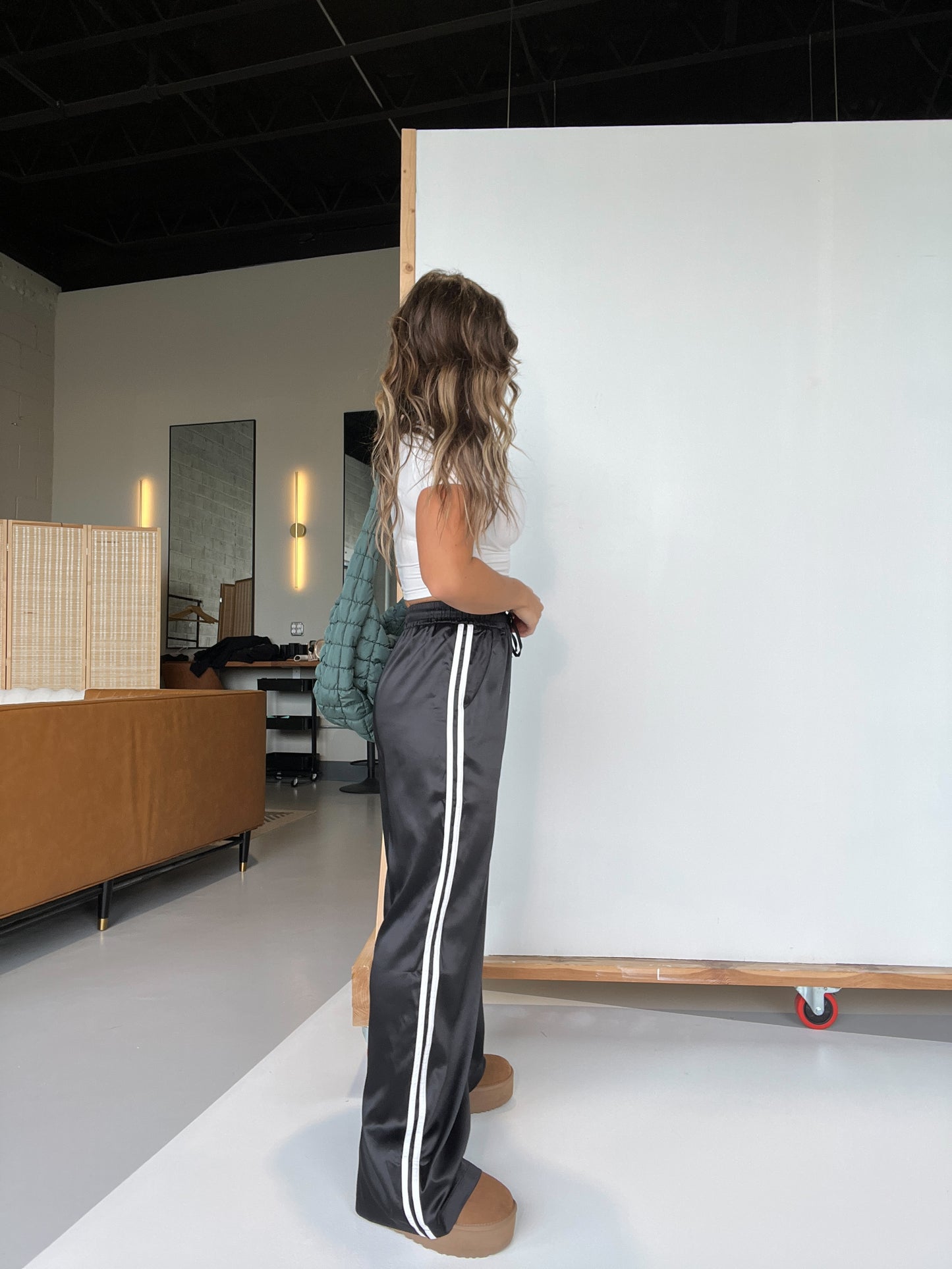 Sporty Spice Satin Track Pants Black