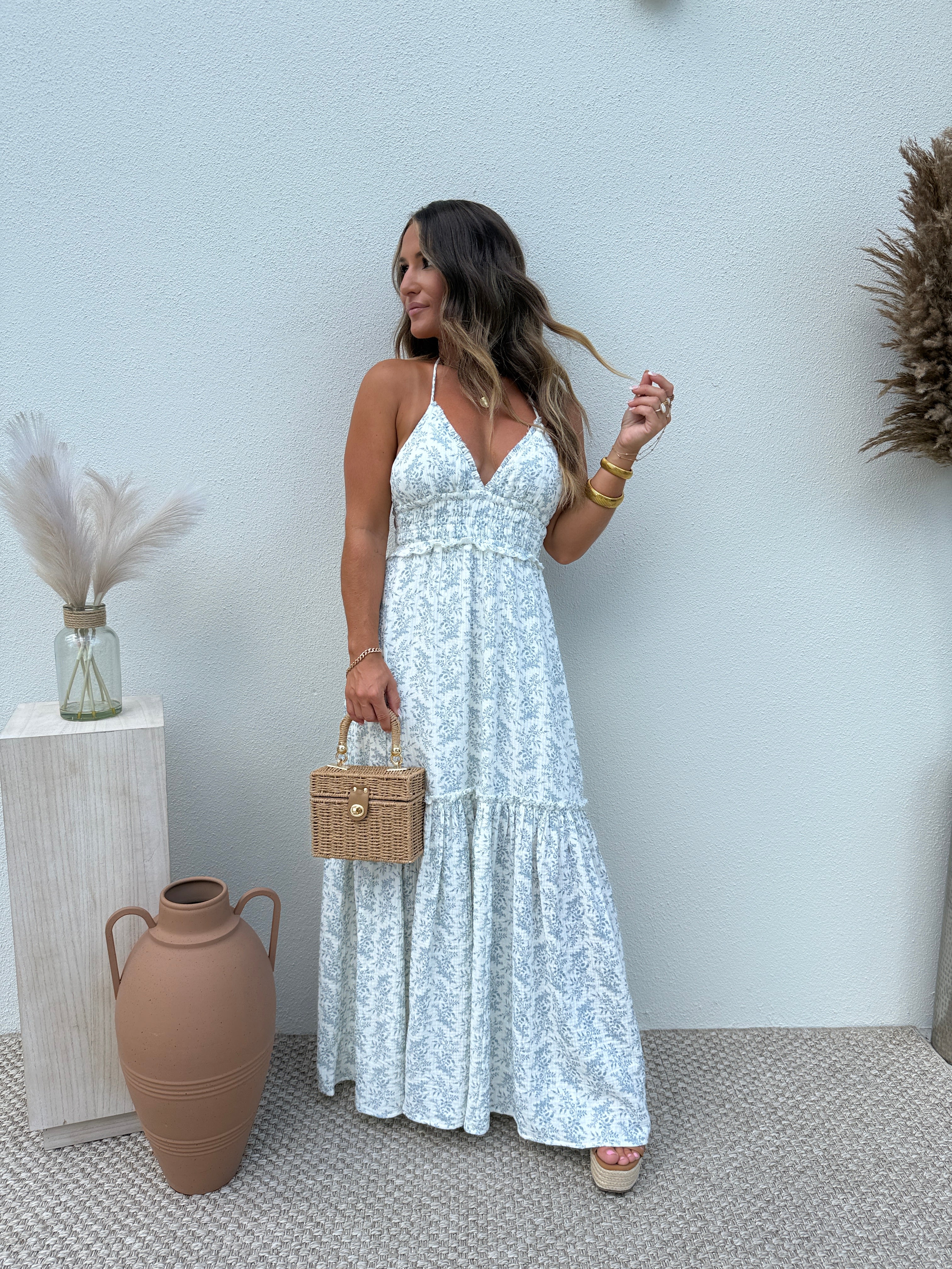 Eucalyptus Haze Maxi Dress Blue Multi